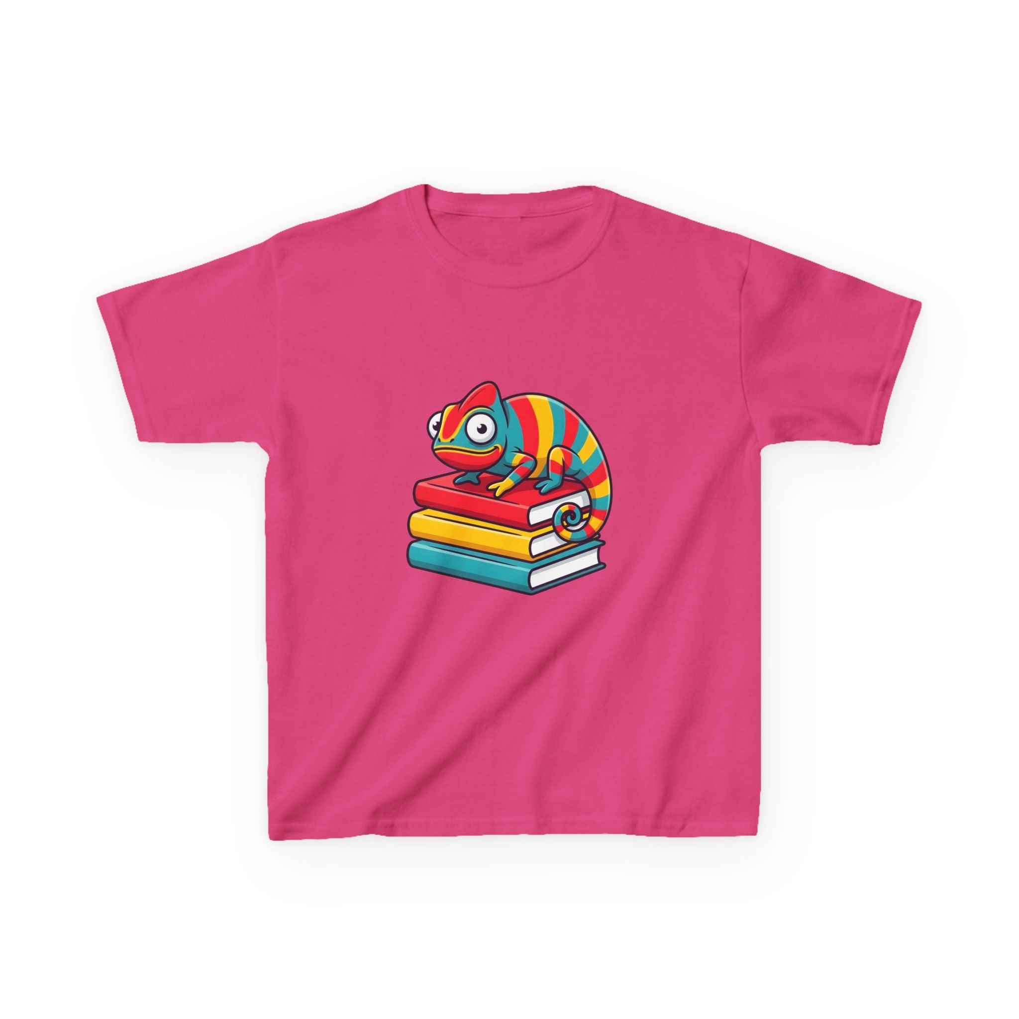 Kids T-Shirt - Whimsical Chameleon Reading Books | School Tee