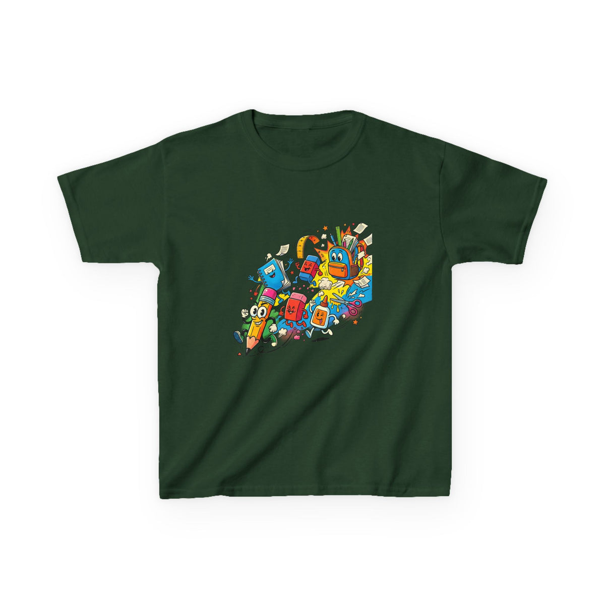Kids Back to School 2026 Tee - Cartoon School Supplies