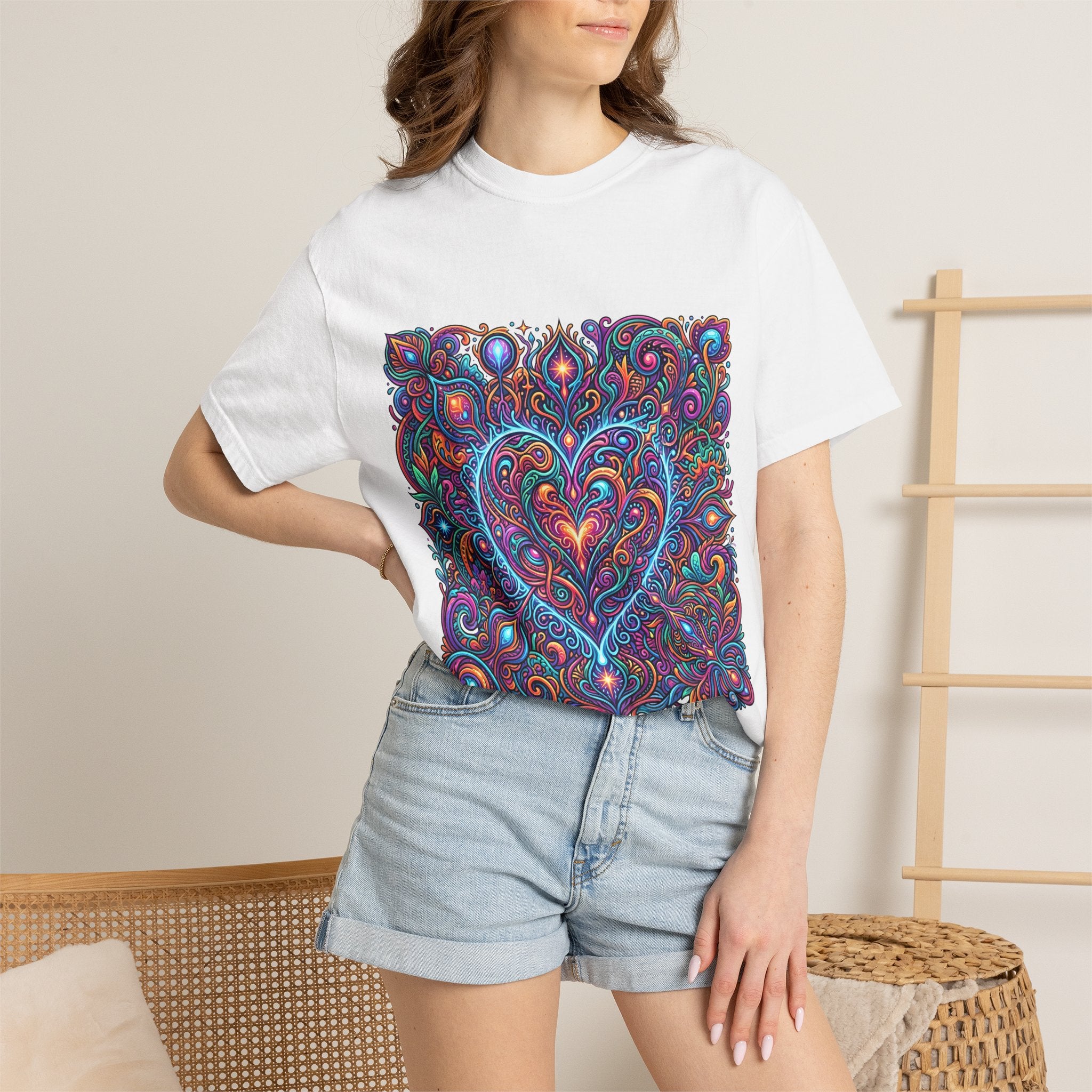 Unisex Garment-Dyed T-shirt - Cosmic Love | Psychedelic Heart Art