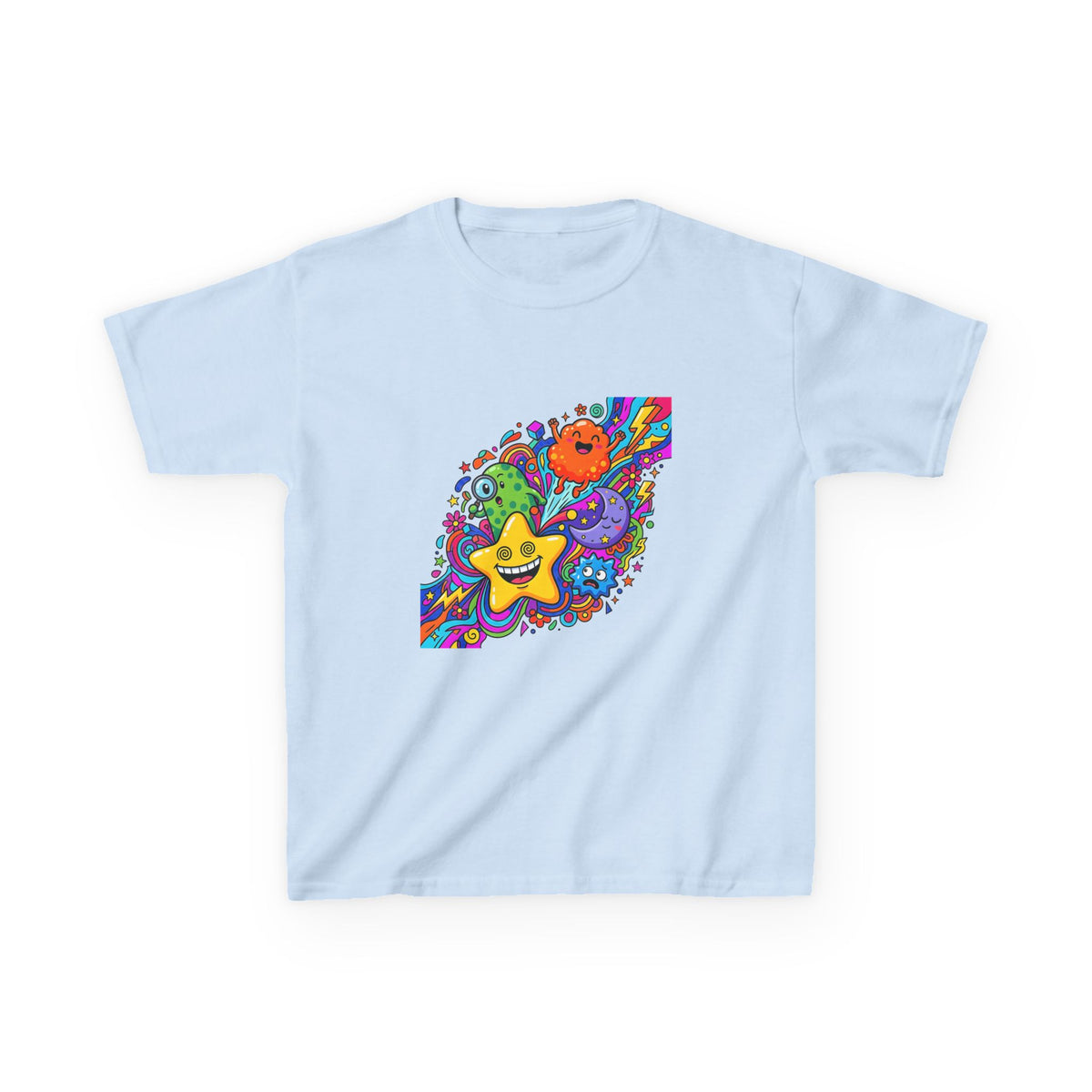 Kids Psychedelic Monster Tee - Vibrant Cartoon Doodle Shirt