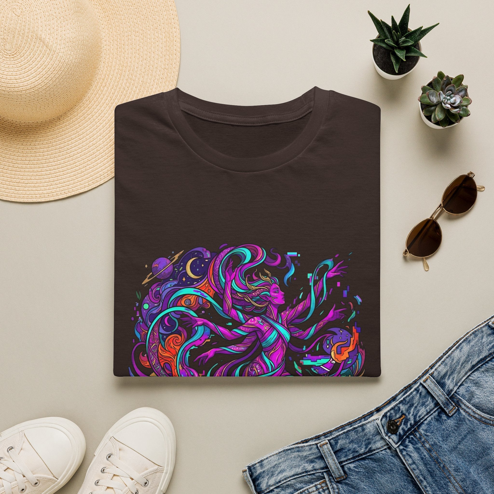 T-Shirt - Vibrant Psychedelic Cosmic Goddess Spiritual Flow