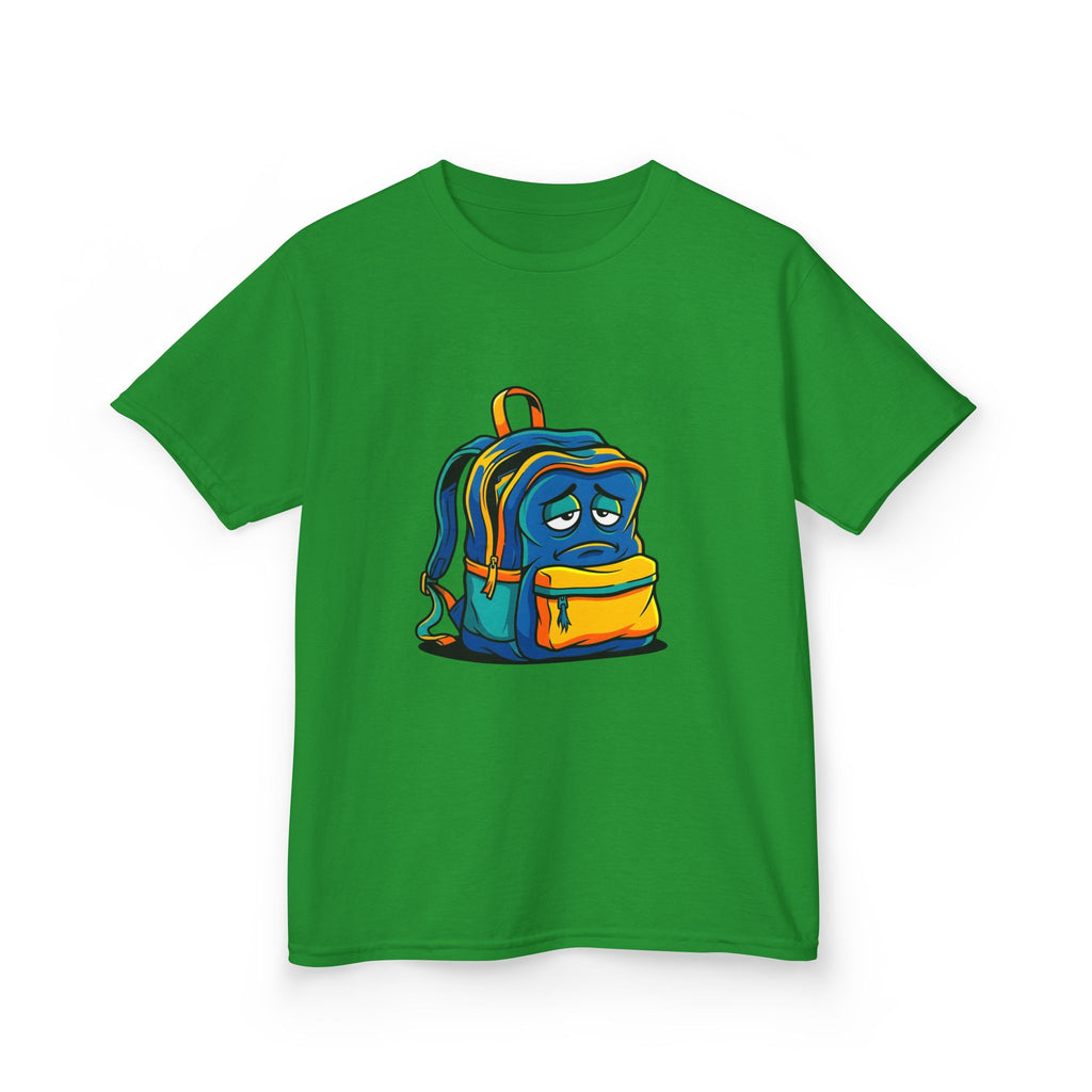 Kids Heavy Cotton Tee - Sad Backpack Cartoon | Back to School 2026