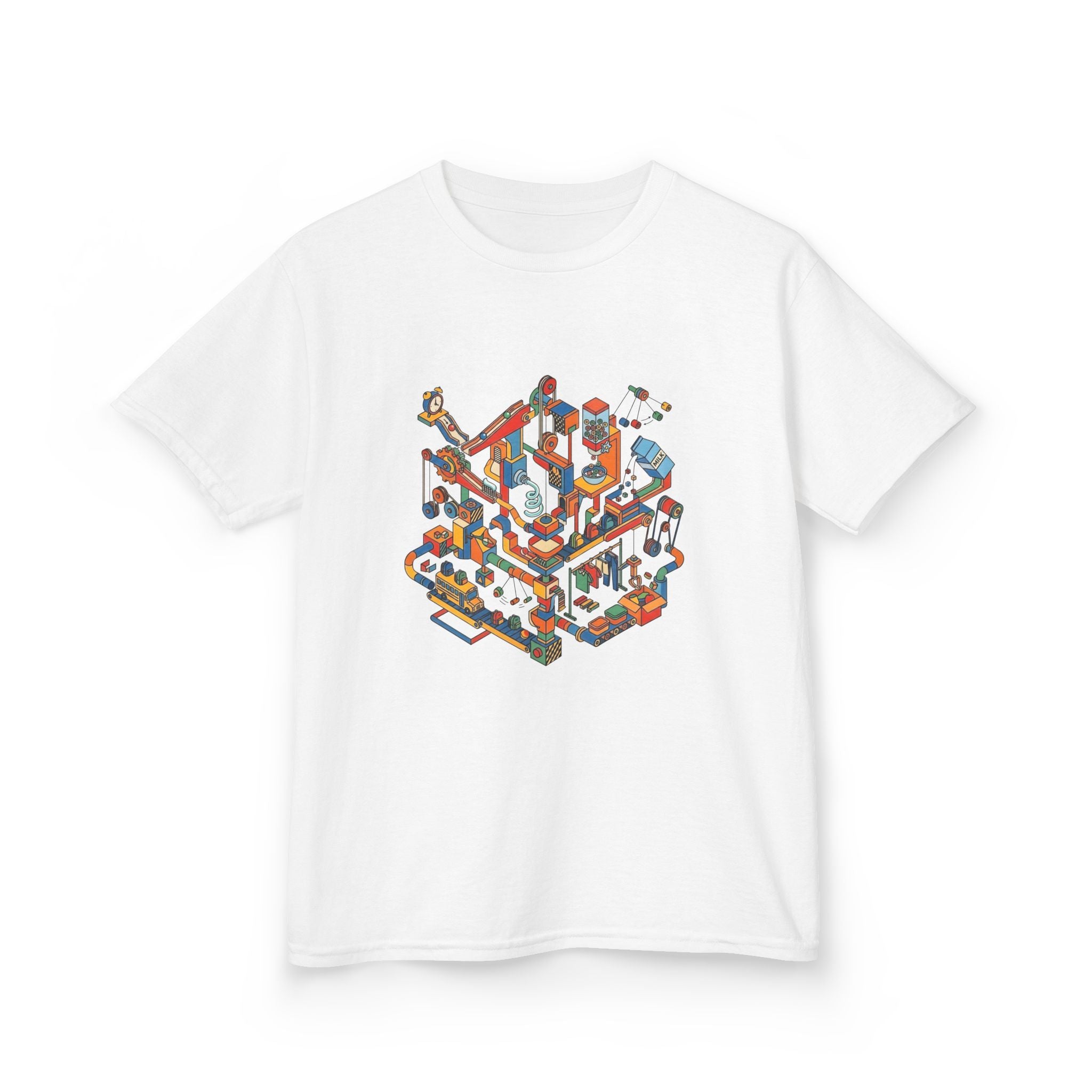 Kids Daily Routine T-Shirt - Whimsical Cartoon Machine