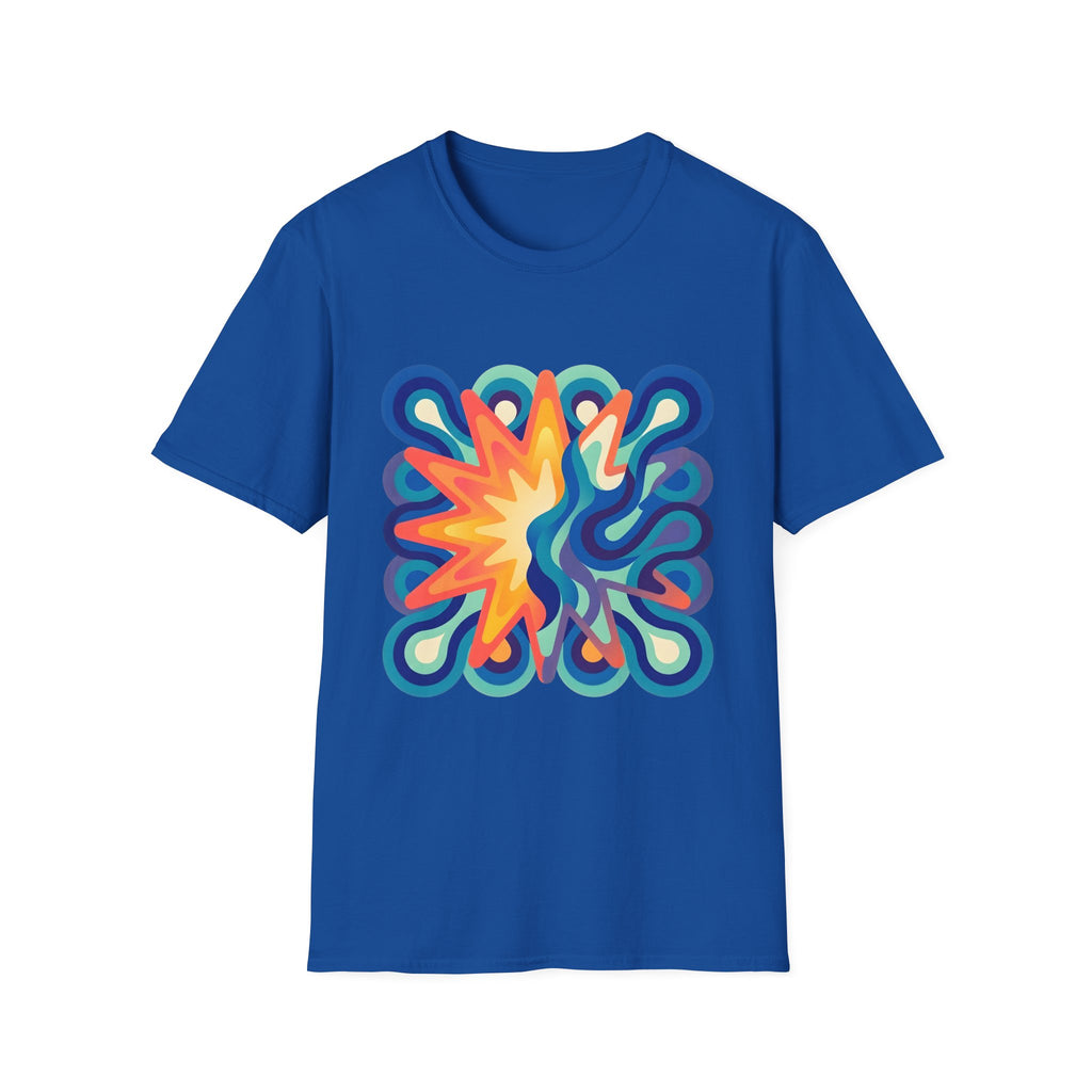 Abstract T-Shirt - Psychedelic Starburst Graphic Tee | Dynamic Blue