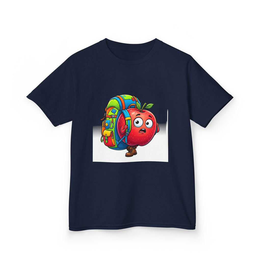 Kids Tee - Adventurous Apple Character Hiking T-Shirt