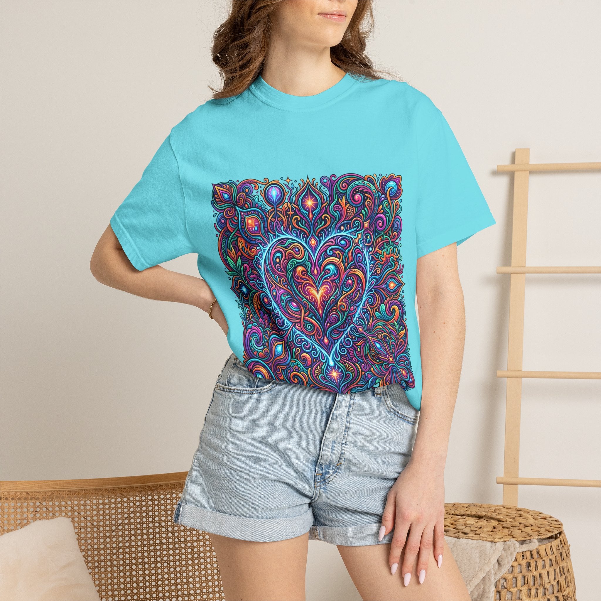 Unisex Garment-Dyed T-shirt - Cosmic Love | Psychedelic Heart Art