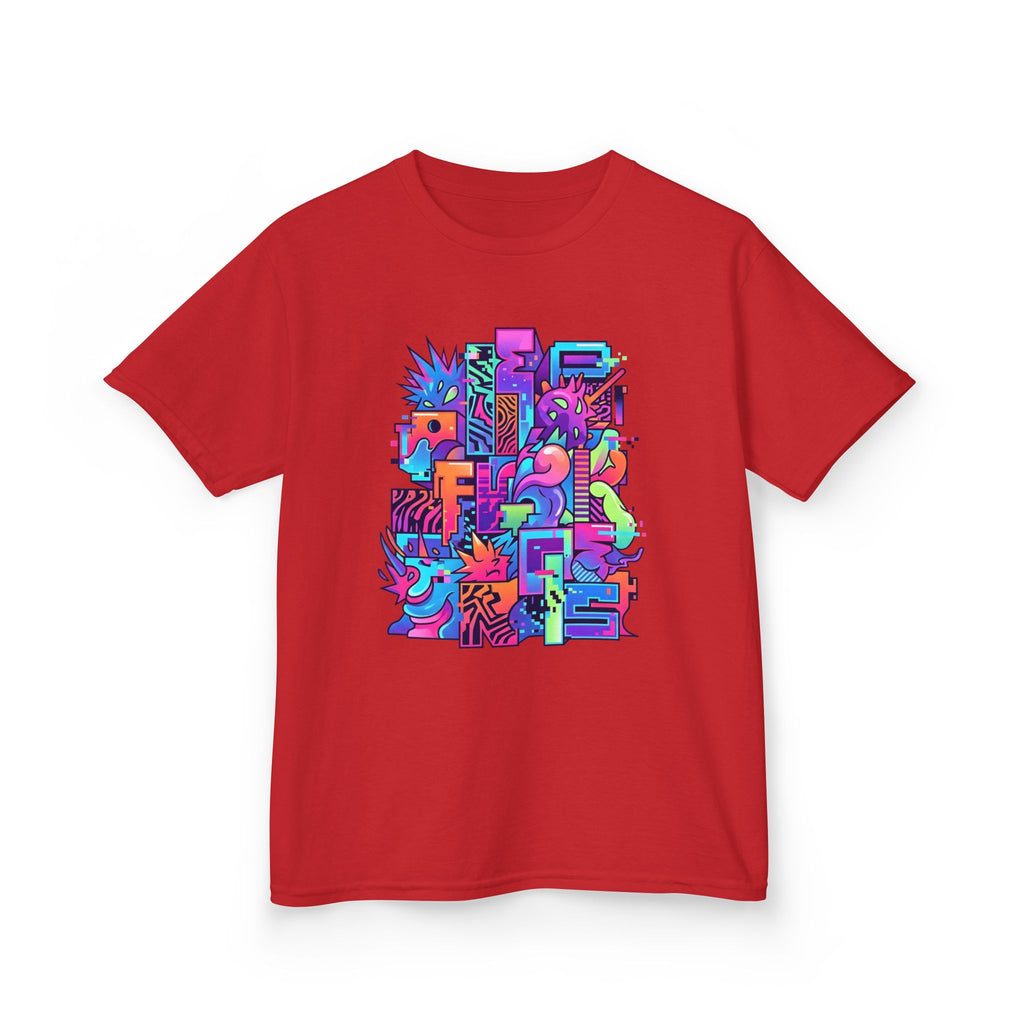 Kids Glitch Art Tee - FUNGUS Neon Cyberpunk Design | Retro