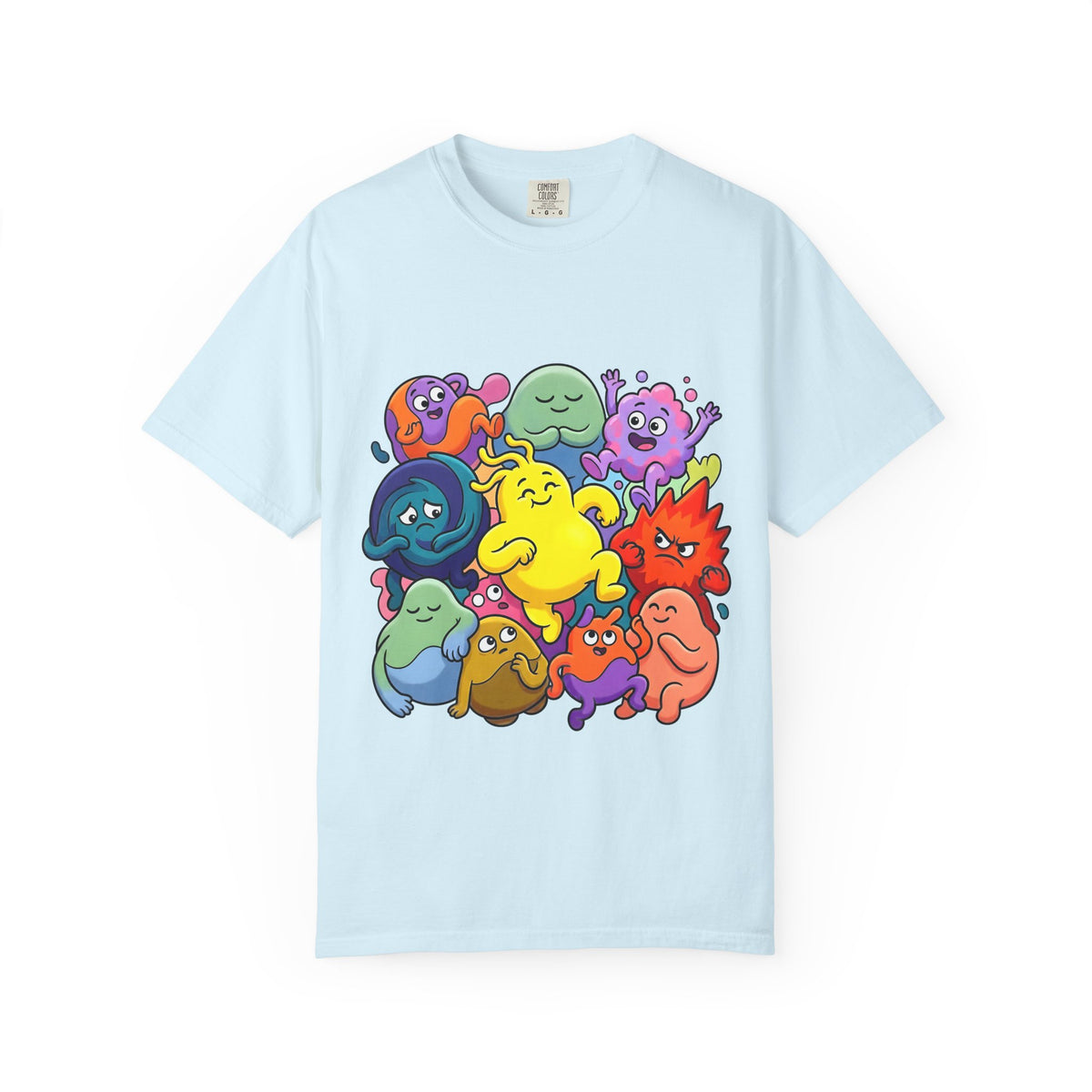 Unisex Garment-Dyed T-Shirt - Diverse Emotional Cartoon Creatures