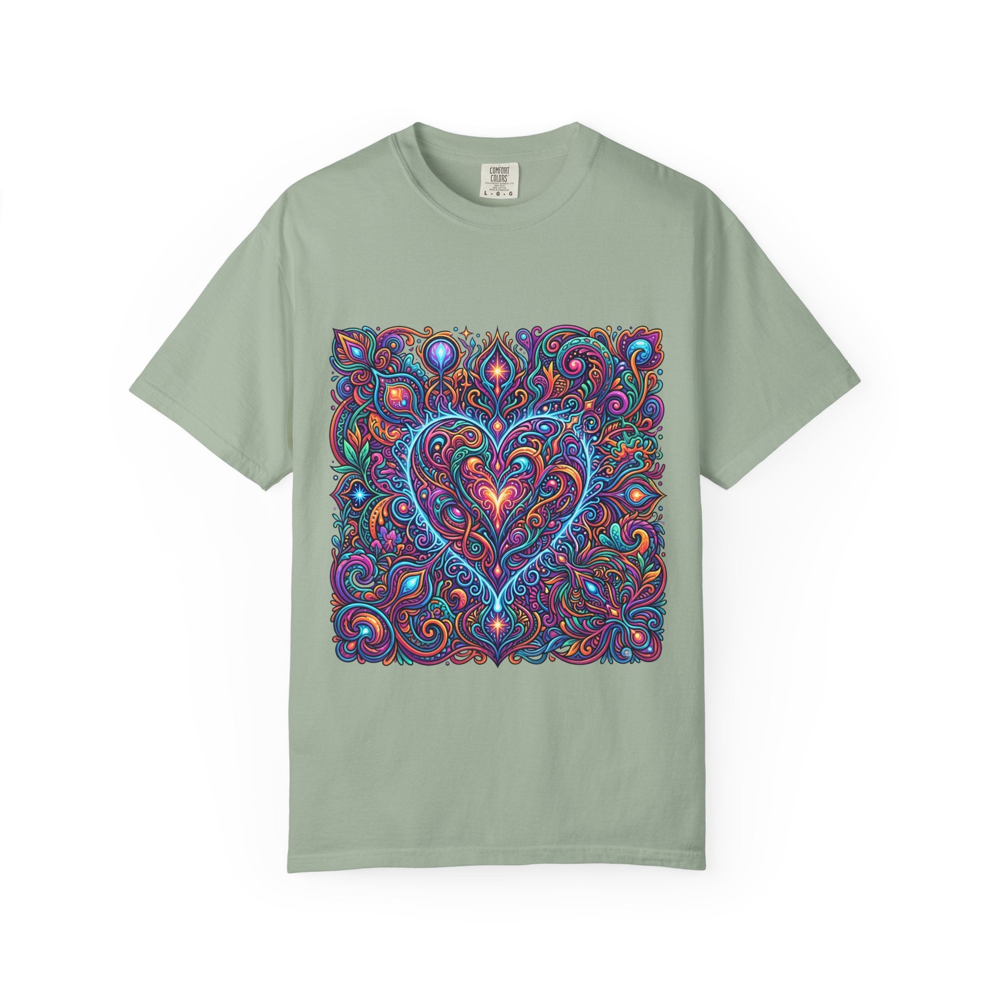 Unisex Garment-Dyed T-shirt - Cosmic Love | Psychedelic Heart Art