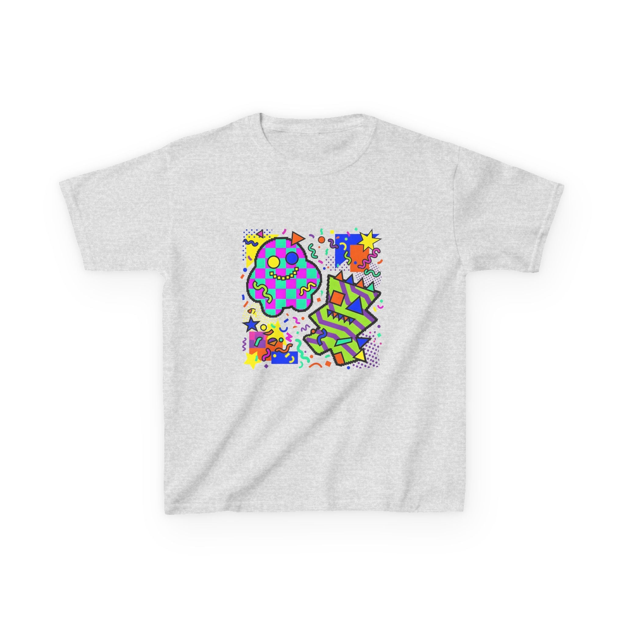 Kids Tee - Playful 90s Geometric Monsters | Retro Abstract