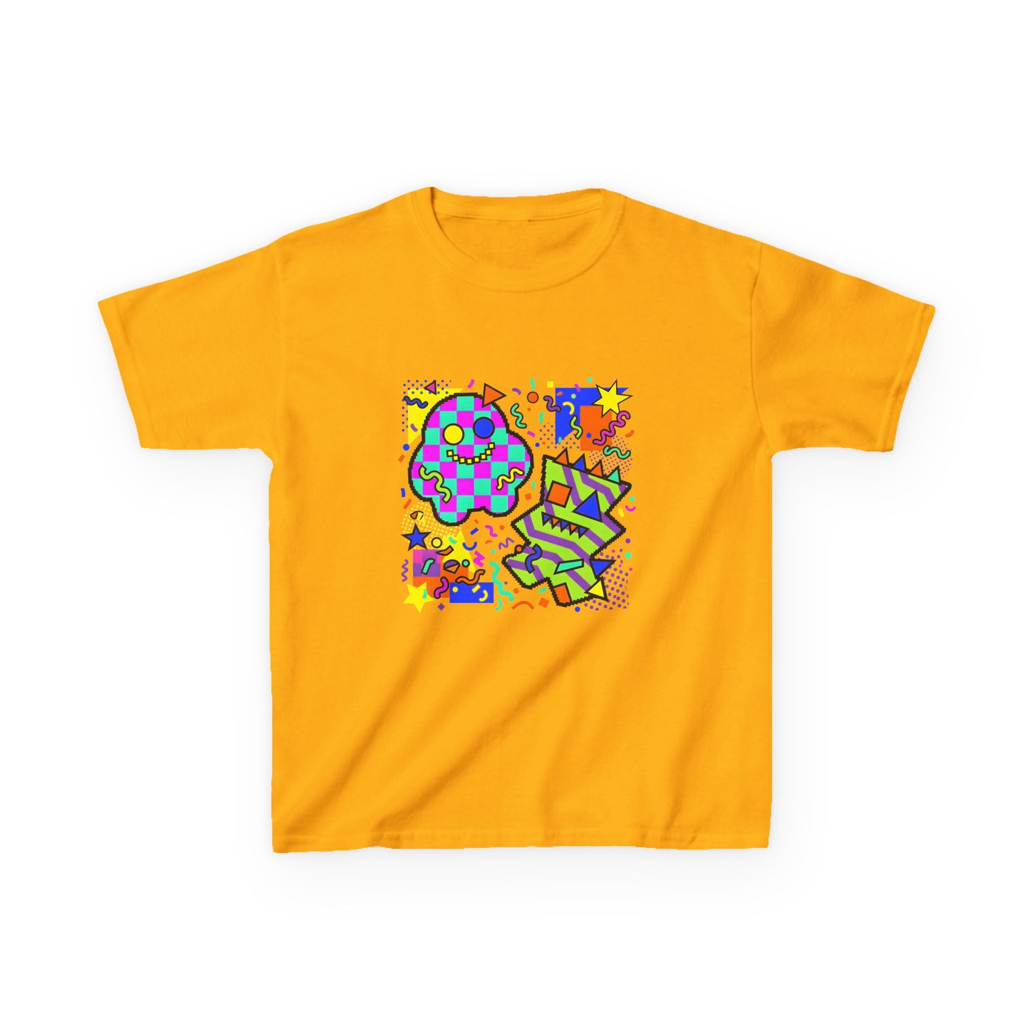 Kids Tee - Playful 90s Geometric Monsters | Retro Abstract