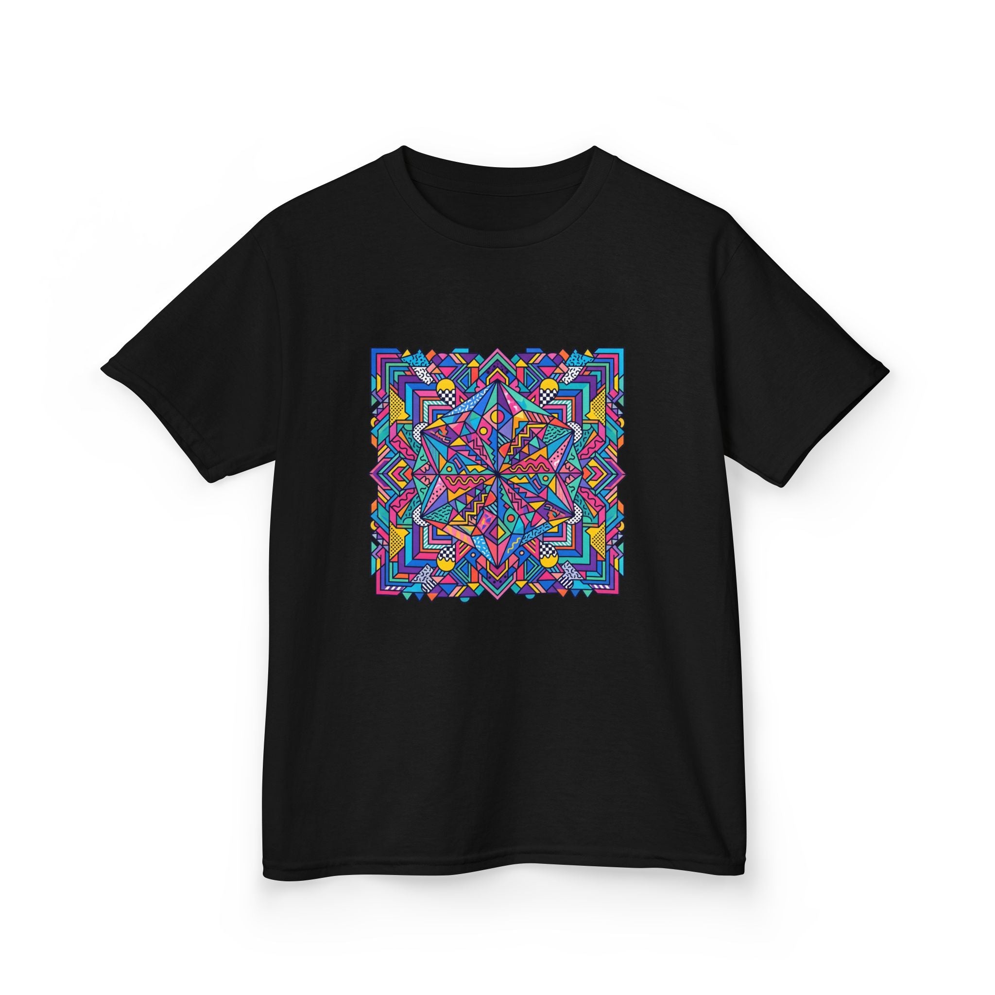 Kids Tee - Retro Geometric Kaleidoscope Abstract | 90s Aesthetic Top