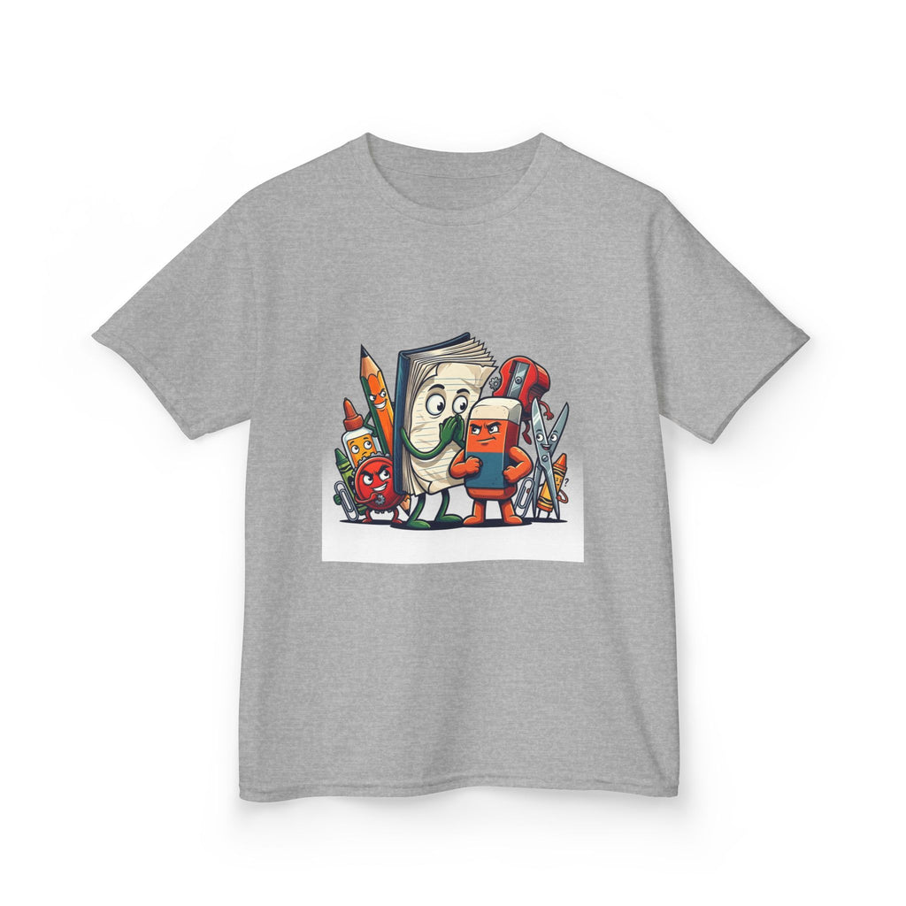 Kids Cartoon T-Shirt - Mischievous School Supplies & Stationery