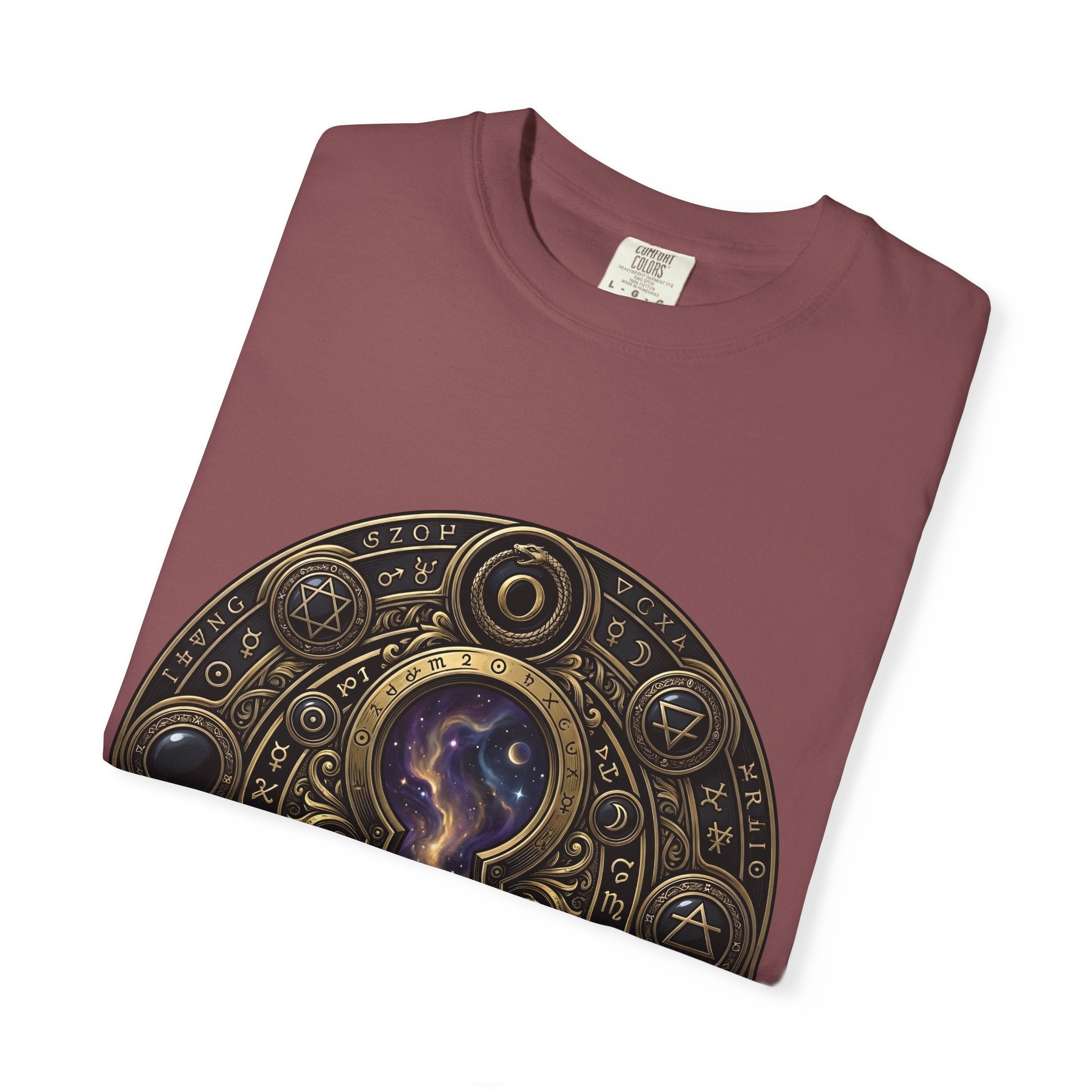 T-shirt - Celestial Keyhole Galaxy | Occult Alchemical Gold