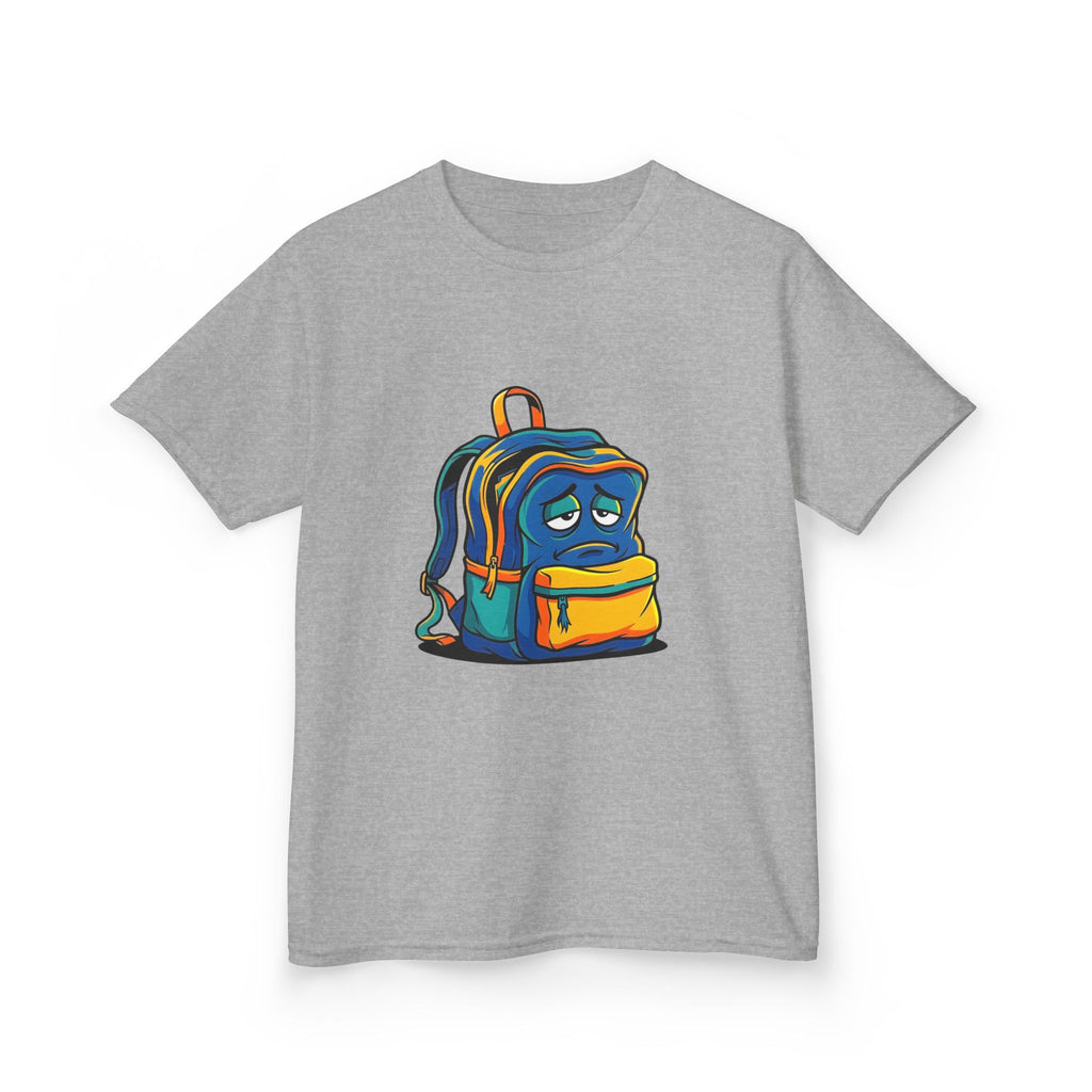 Kids Heavy Cotton Tee - Sad Backpack Cartoon | Back to School 2026