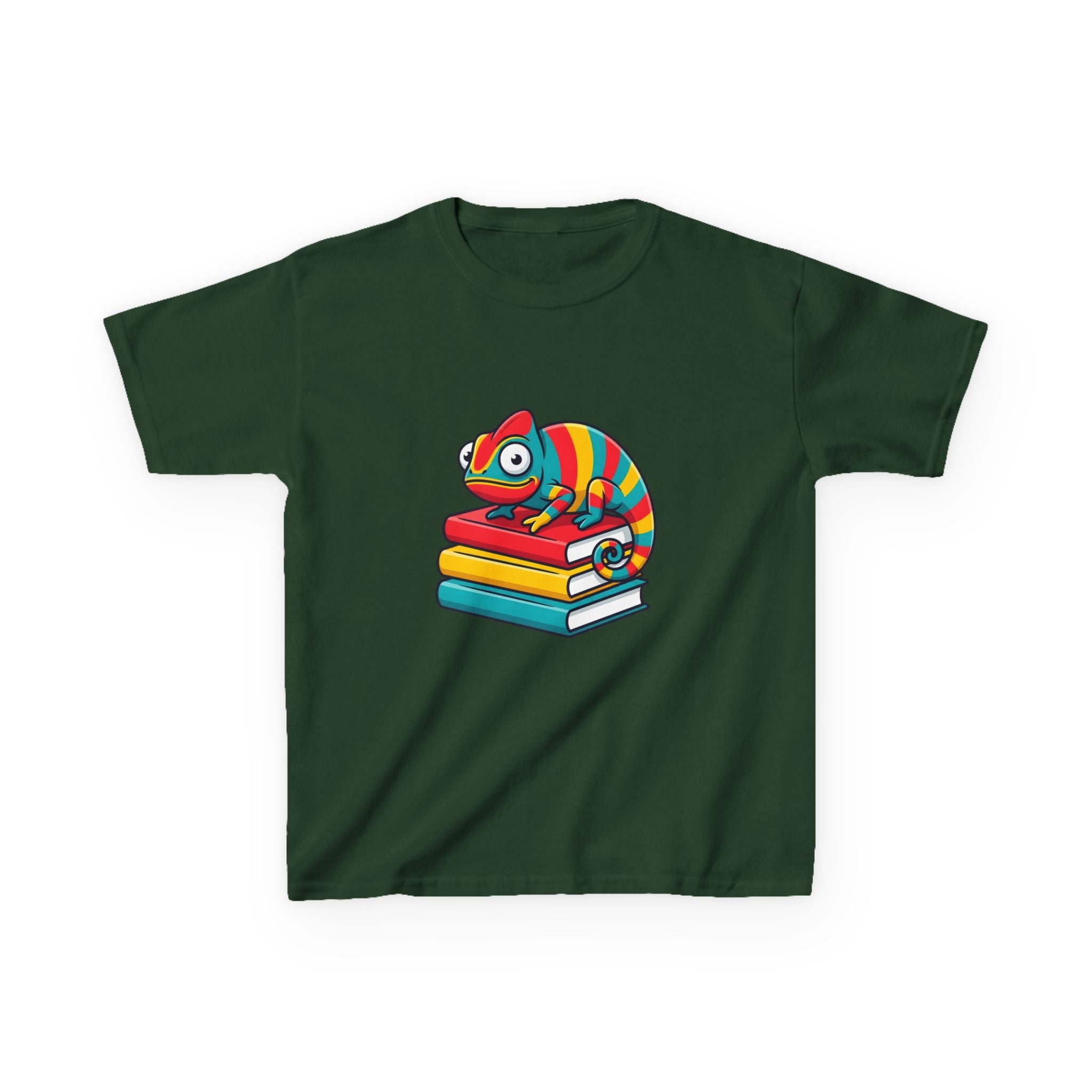 Kids T-Shirt - Whimsical Chameleon Reading Books | School Tee
