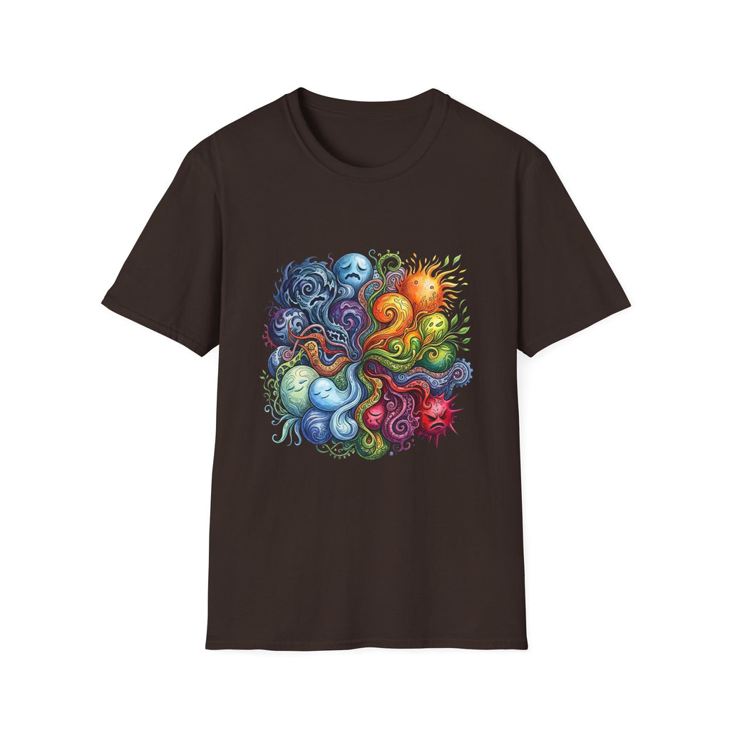 Abstract T-Shirt - Whimsical Watercolor Mandala | Surreal Figures