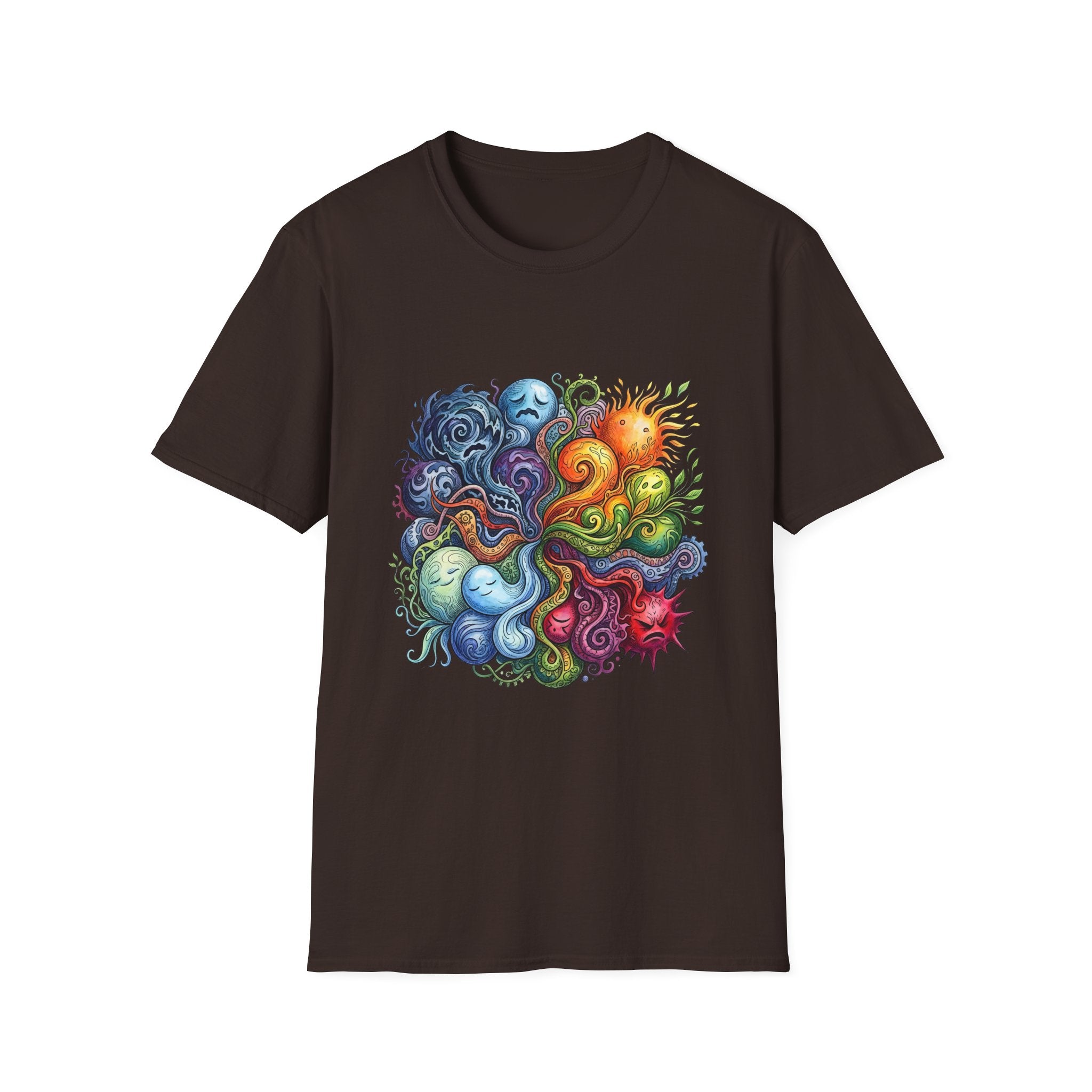 Abstract T-Shirt - Whimsical Watercolor Mandala | Surreal Figures