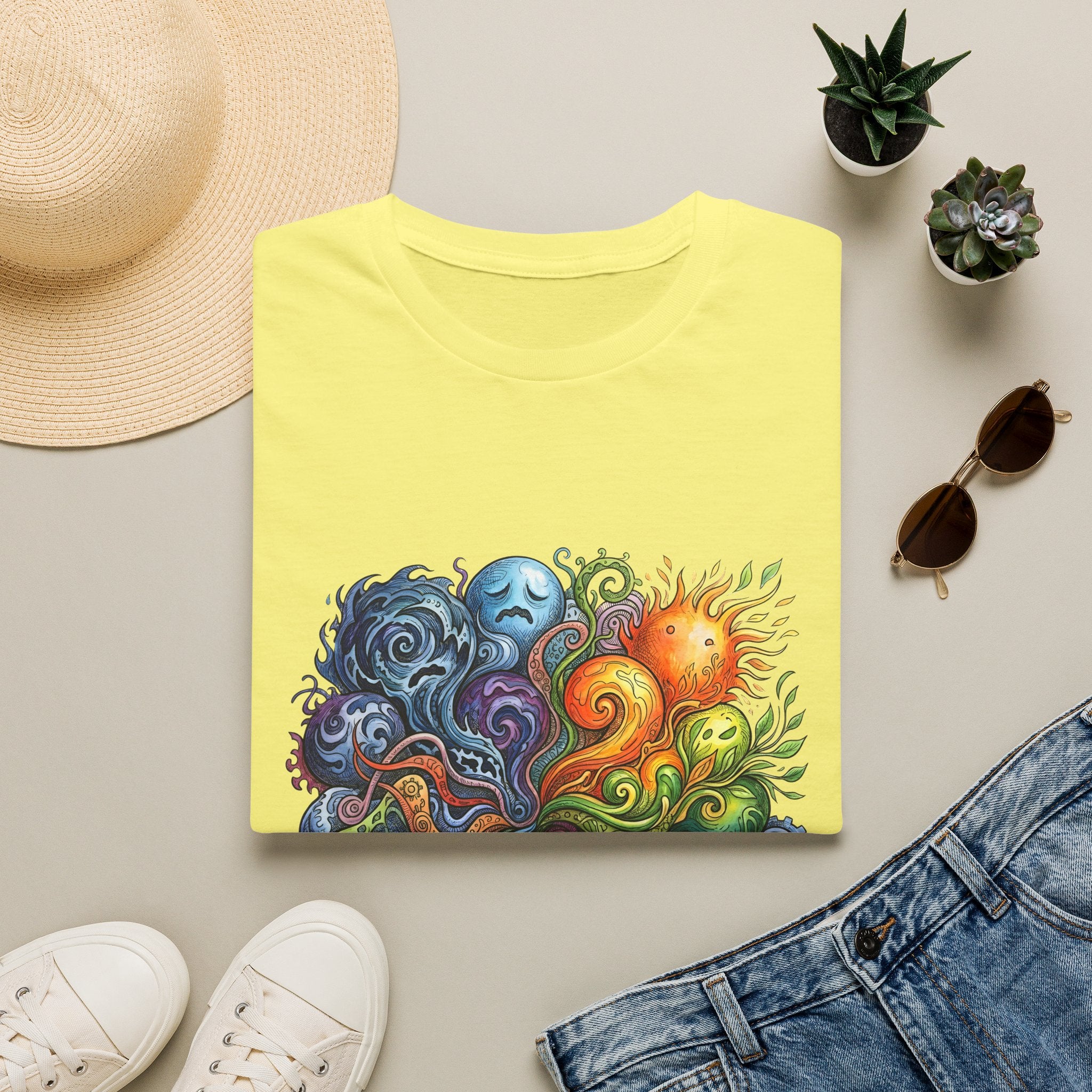 Abstract T-Shirt - Whimsical Watercolor Mandala | Surreal Figures
