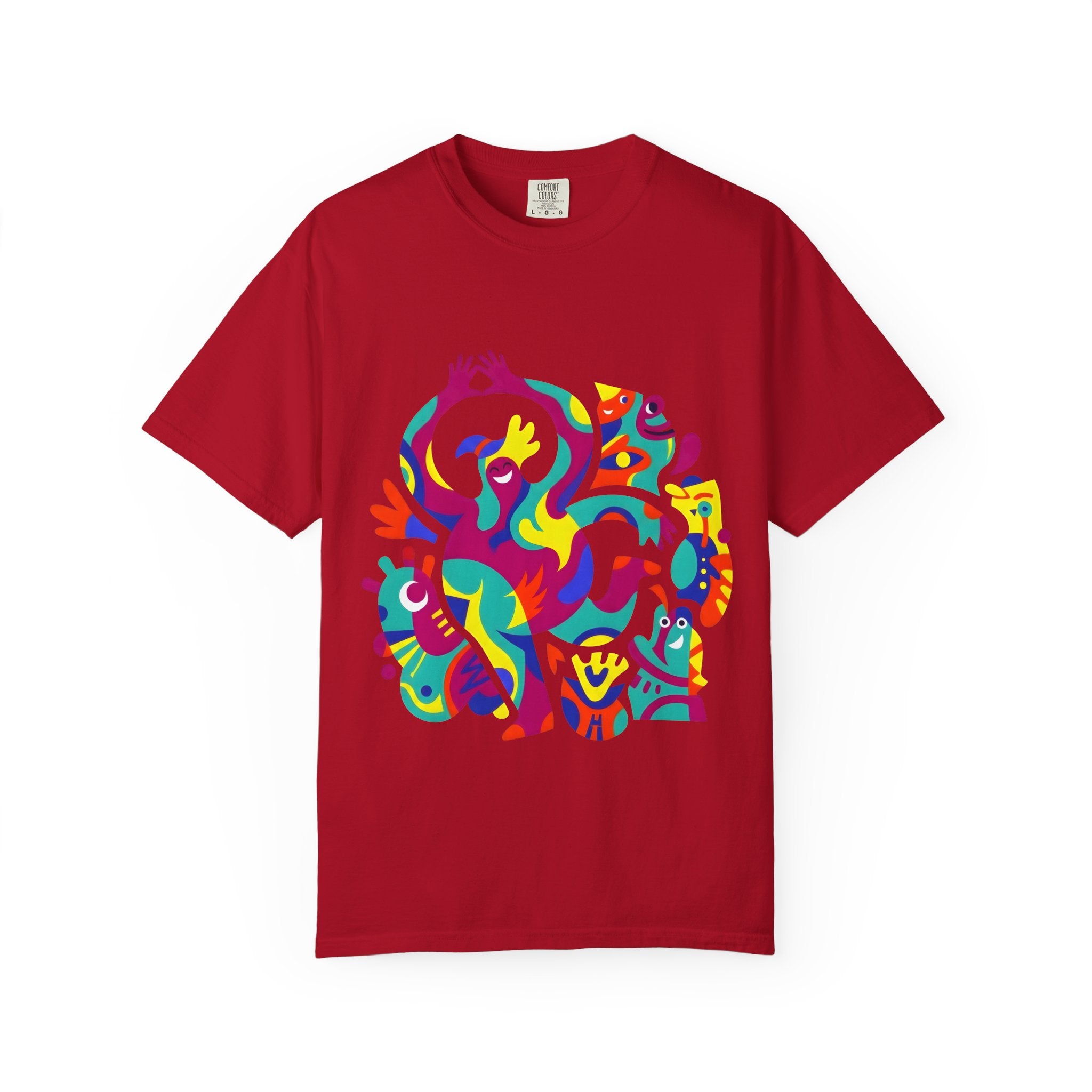 Garment-Dyed T-shirt - Joyful Abstract Creatures | Whimsical Graphic
