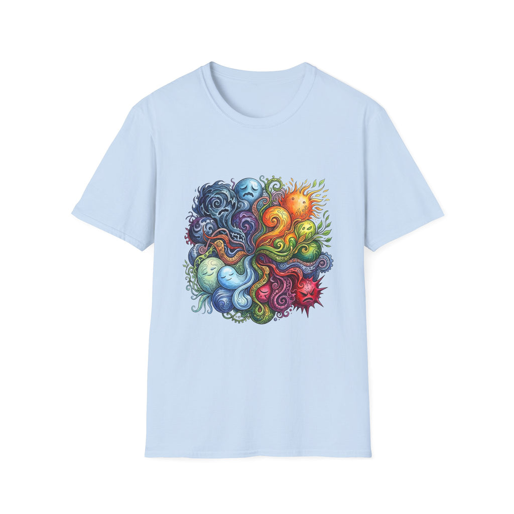 Abstract T-Shirt - Whimsical Watercolor Mandala | Surreal Figures