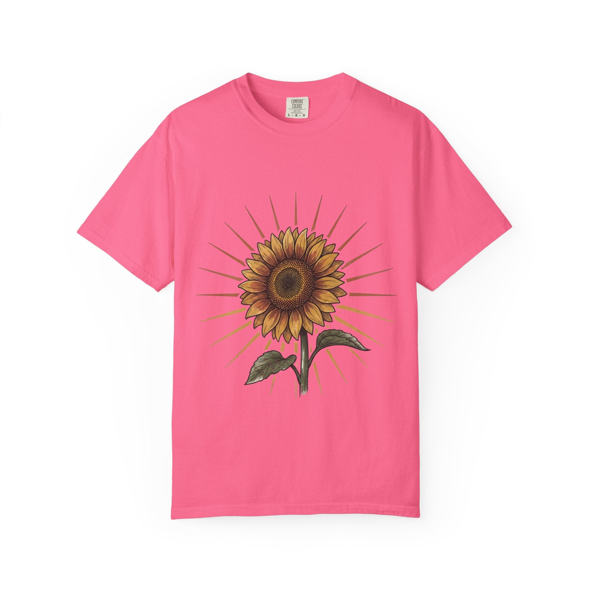 Sunflower T-shirt - Vintage Botanical Line Art | Comfort Colors