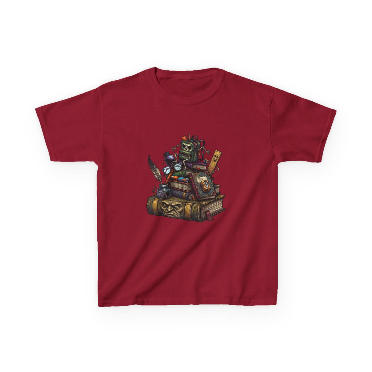 Kids Dark Academia Tee - Macabre School Supplies Skull