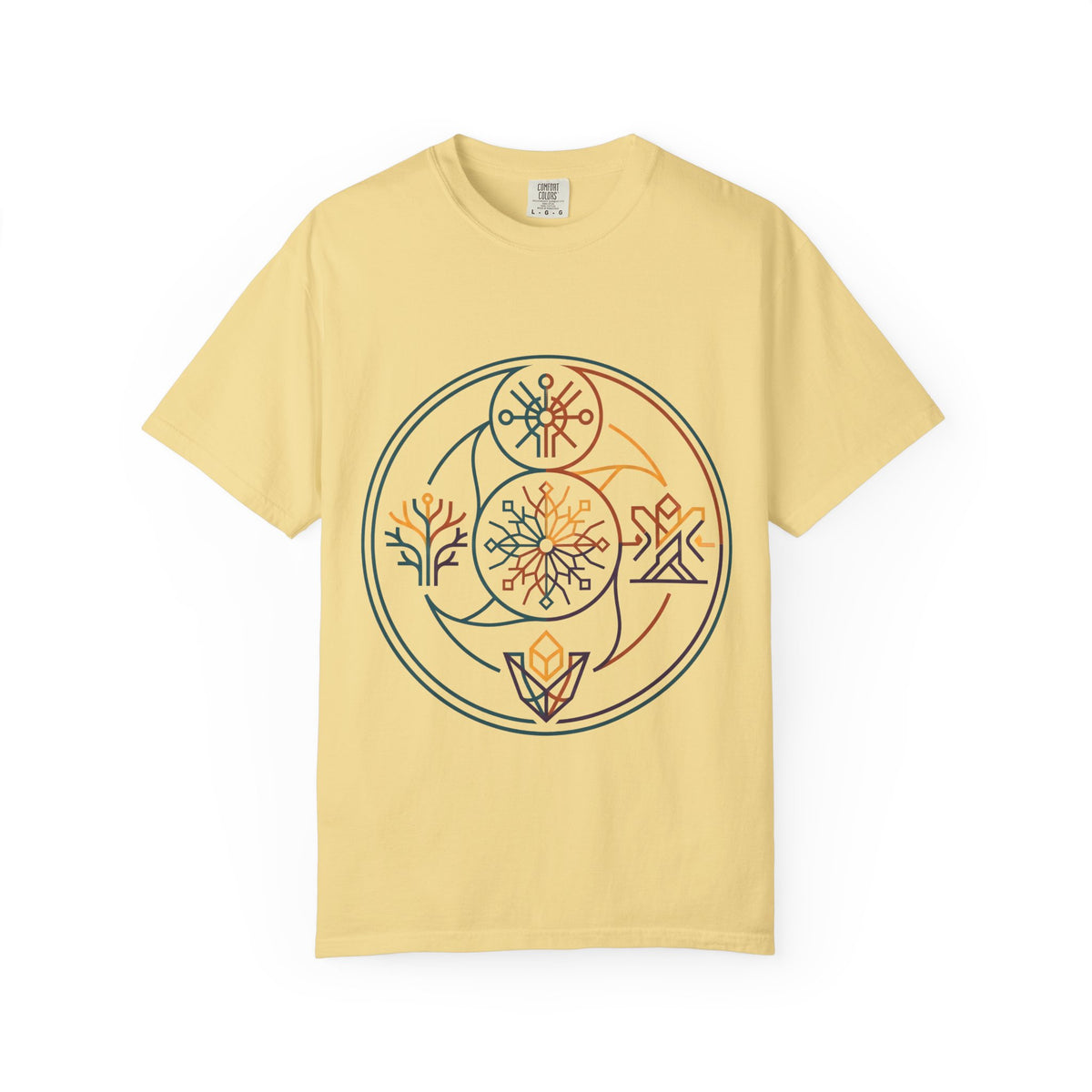 Unisex Garment-Dyed T-Shirt - Minimalist Geometric Nature Art