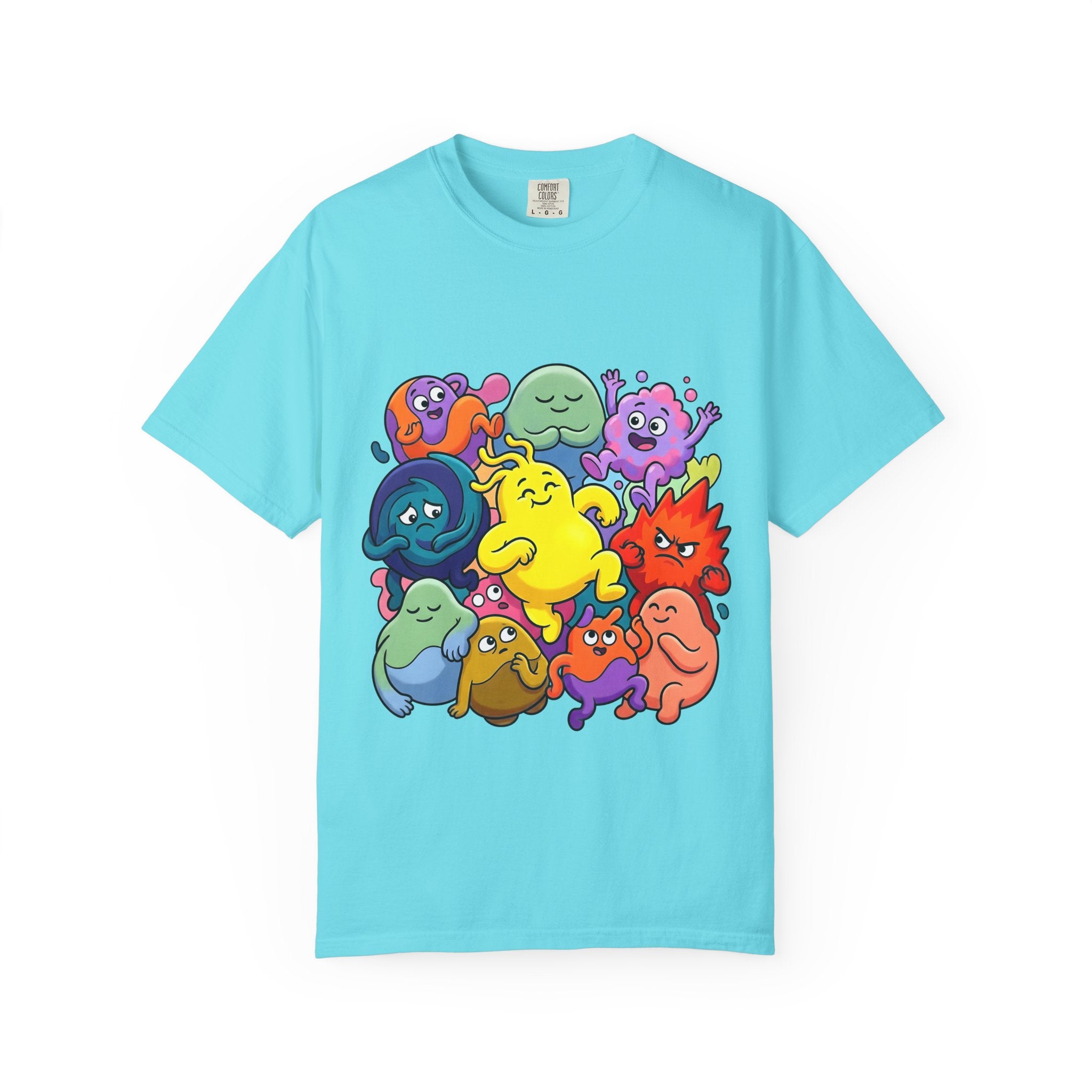 Unisex Garment-Dyed T-Shirt - Diverse Emotional Cartoon Creatures