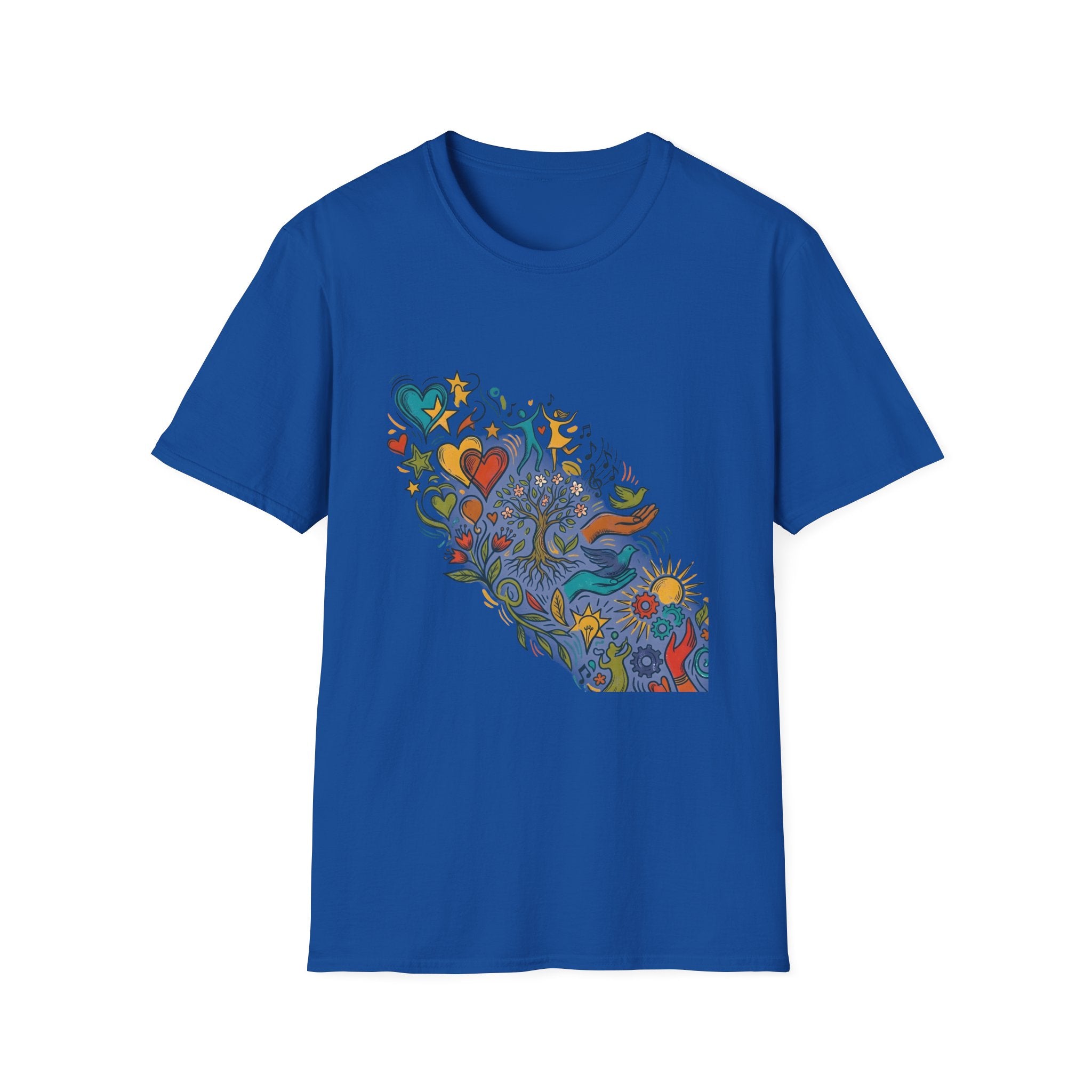 Unisex T-Shirt - Groovy Folk Art Love & Peace | Vibrant Community