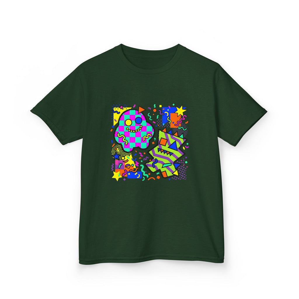 Kids Tee - Playful 90s Geometric Monsters | Retro Abstract