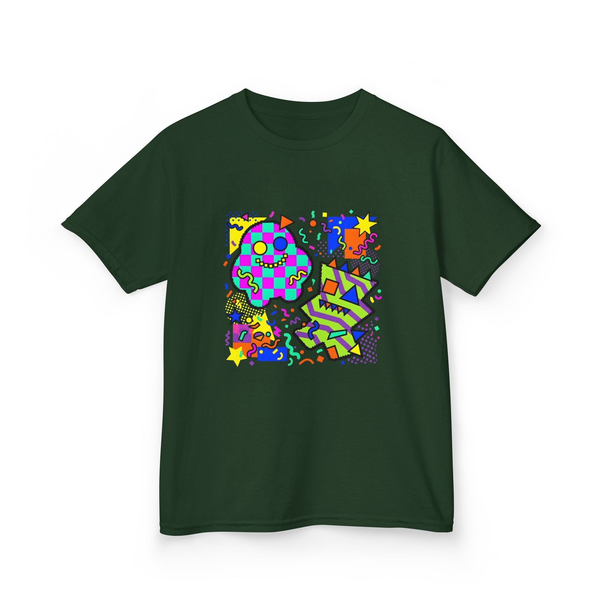 Kids Tee - Playful 90s Geometric Monsters | Retro Abstract