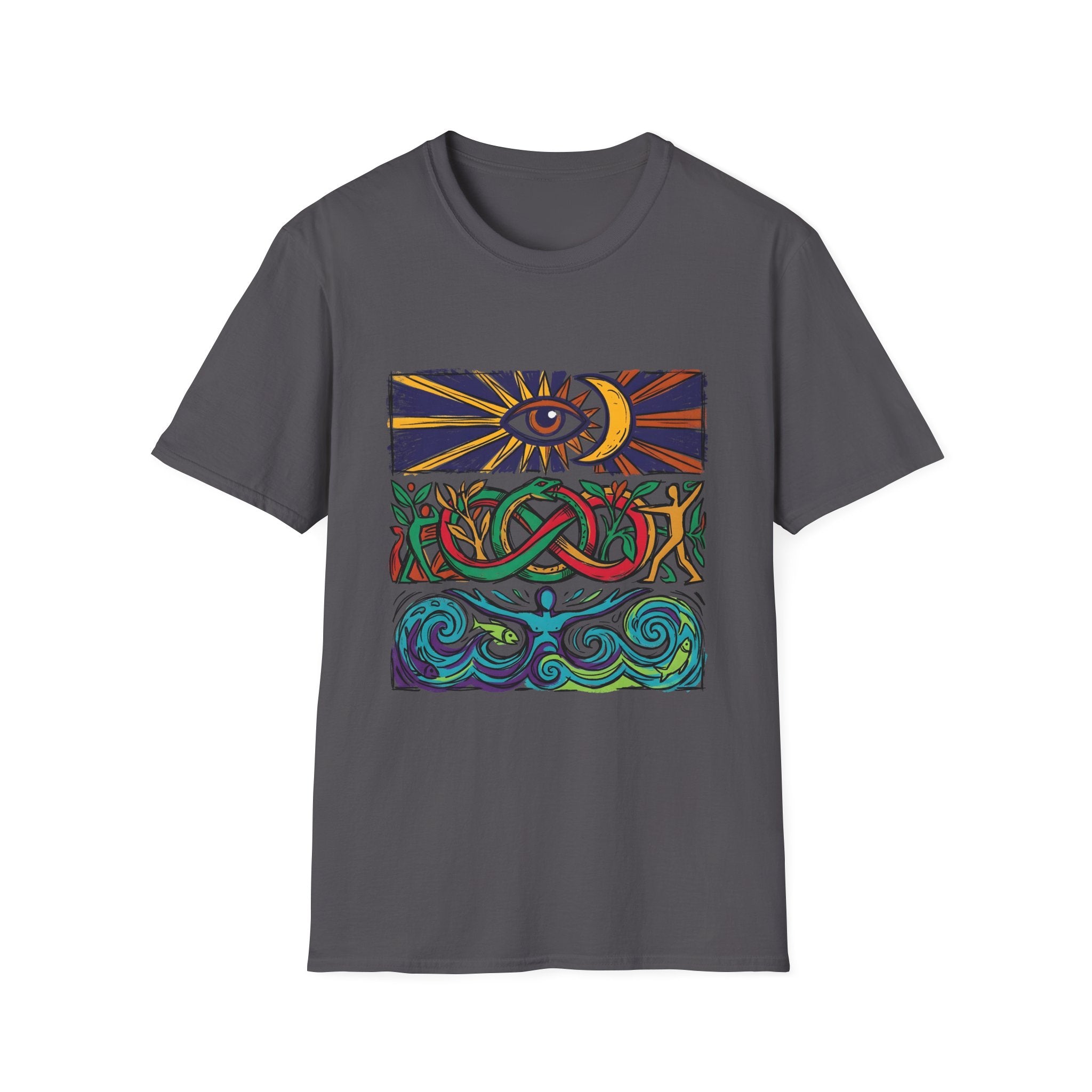 Unisex T-Shirt - Cosmic Folk Art Eye & Snake | Spiritual Nature