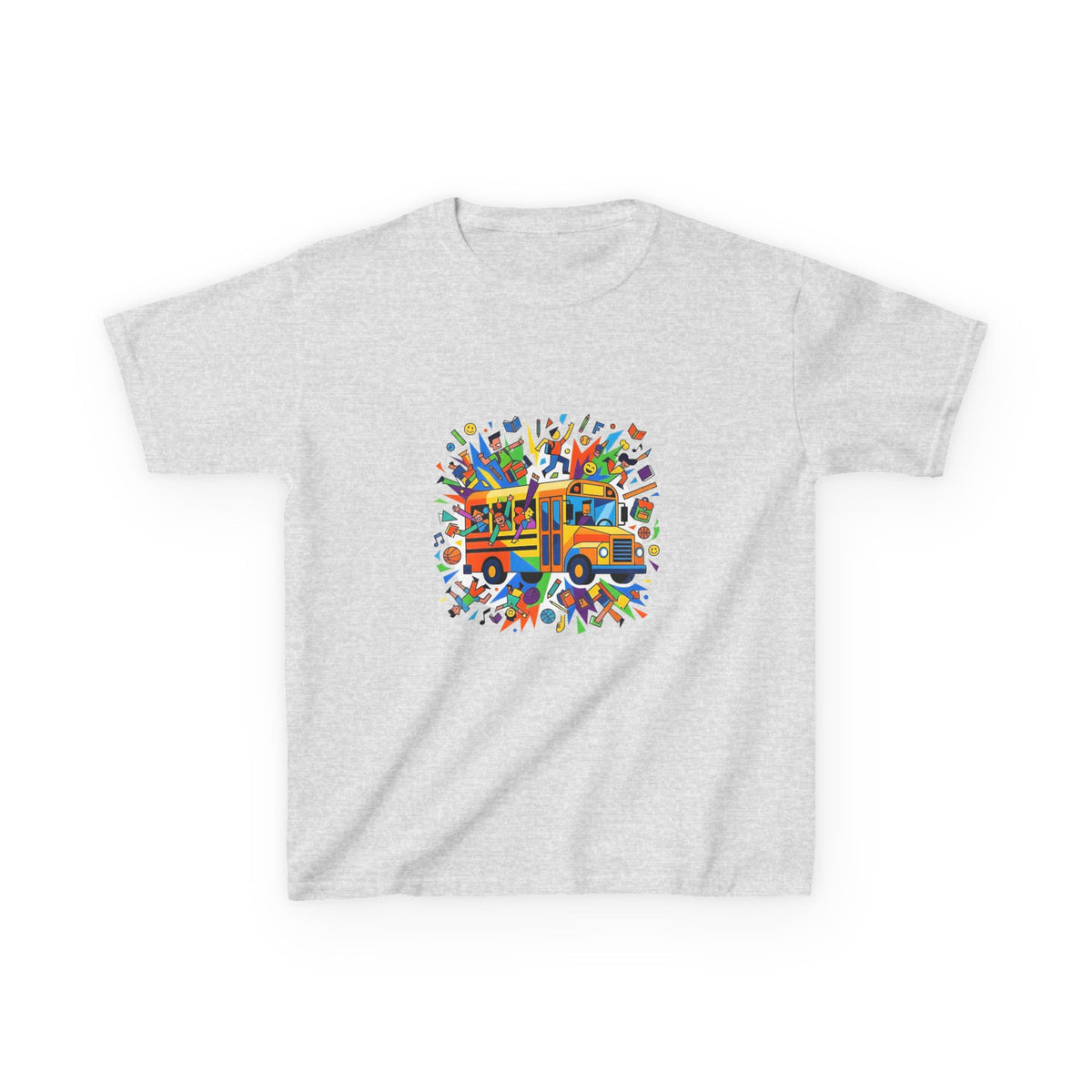 Kids Back to School Tee - Colorful School Bus & Student Shirt