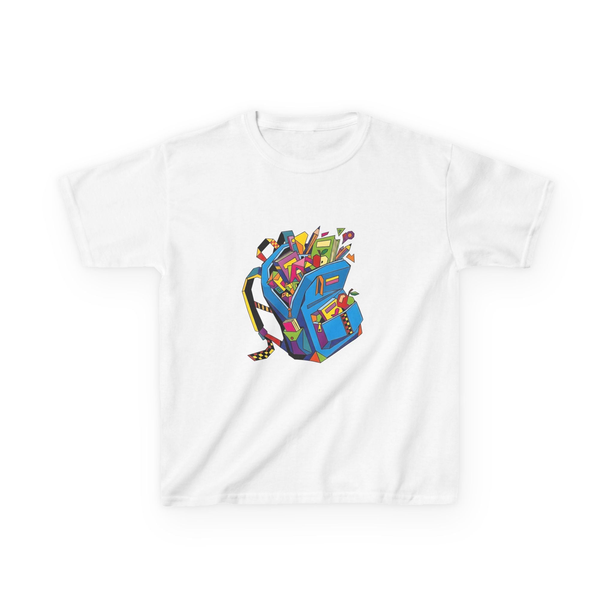 Kids Tee - Vibrant Geometric School Supplies Cartoon | Back to School
