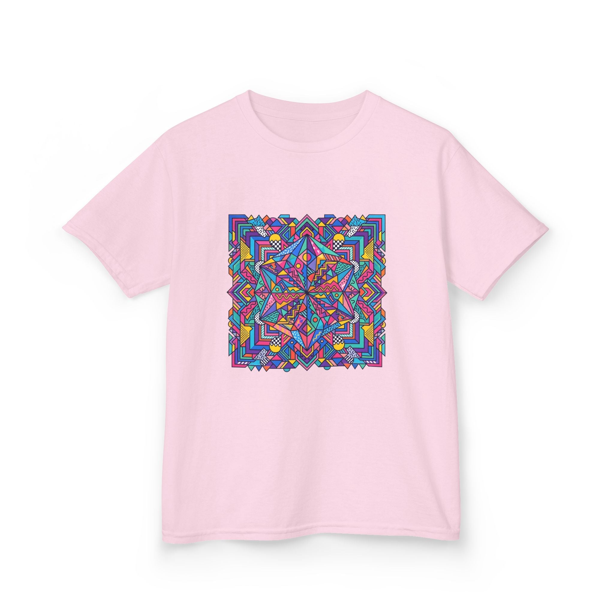 Kids Tee - Retro Geometric Kaleidoscope Abstract | 90s Aesthetic Top