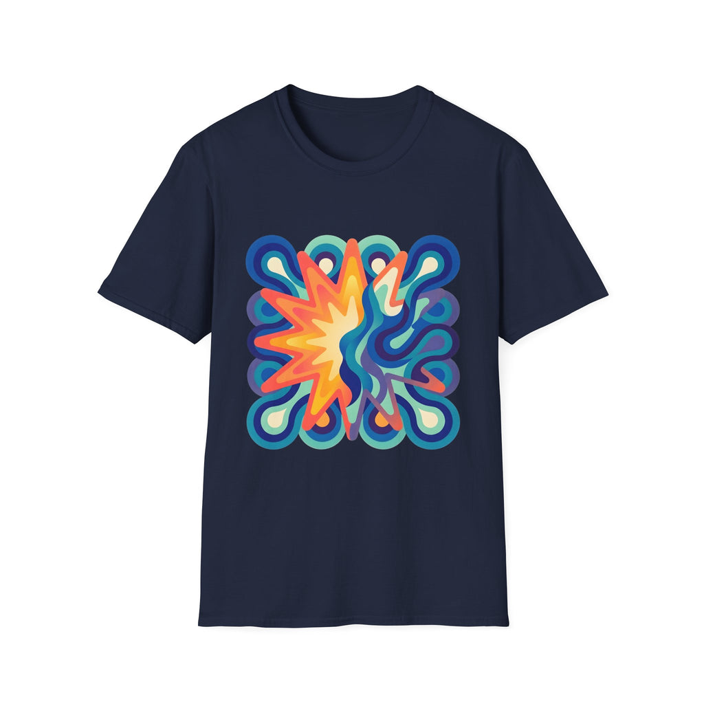 Abstract T-Shirt - Psychedelic Starburst Graphic Tee | Dynamic Blue