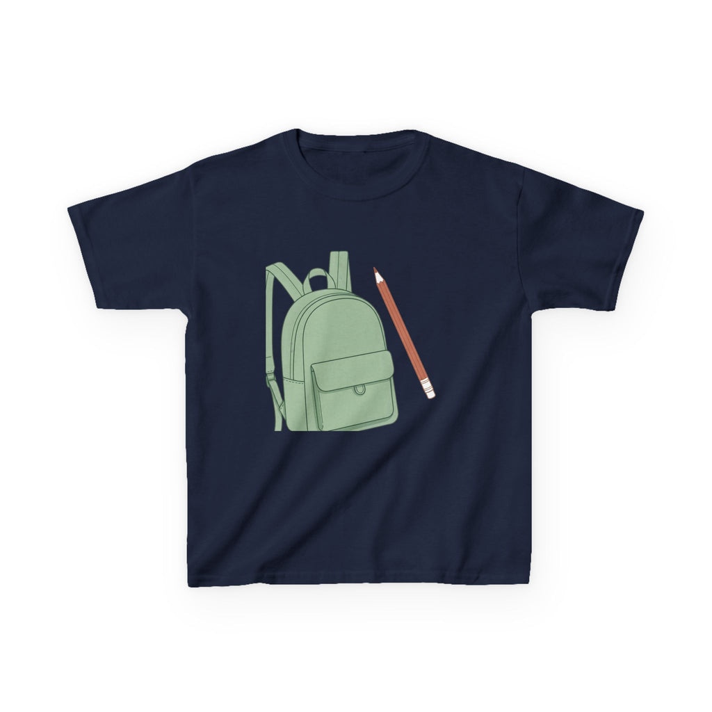 Kids Tee - Cartoon School Supplies Backpack Pencil | Back to School