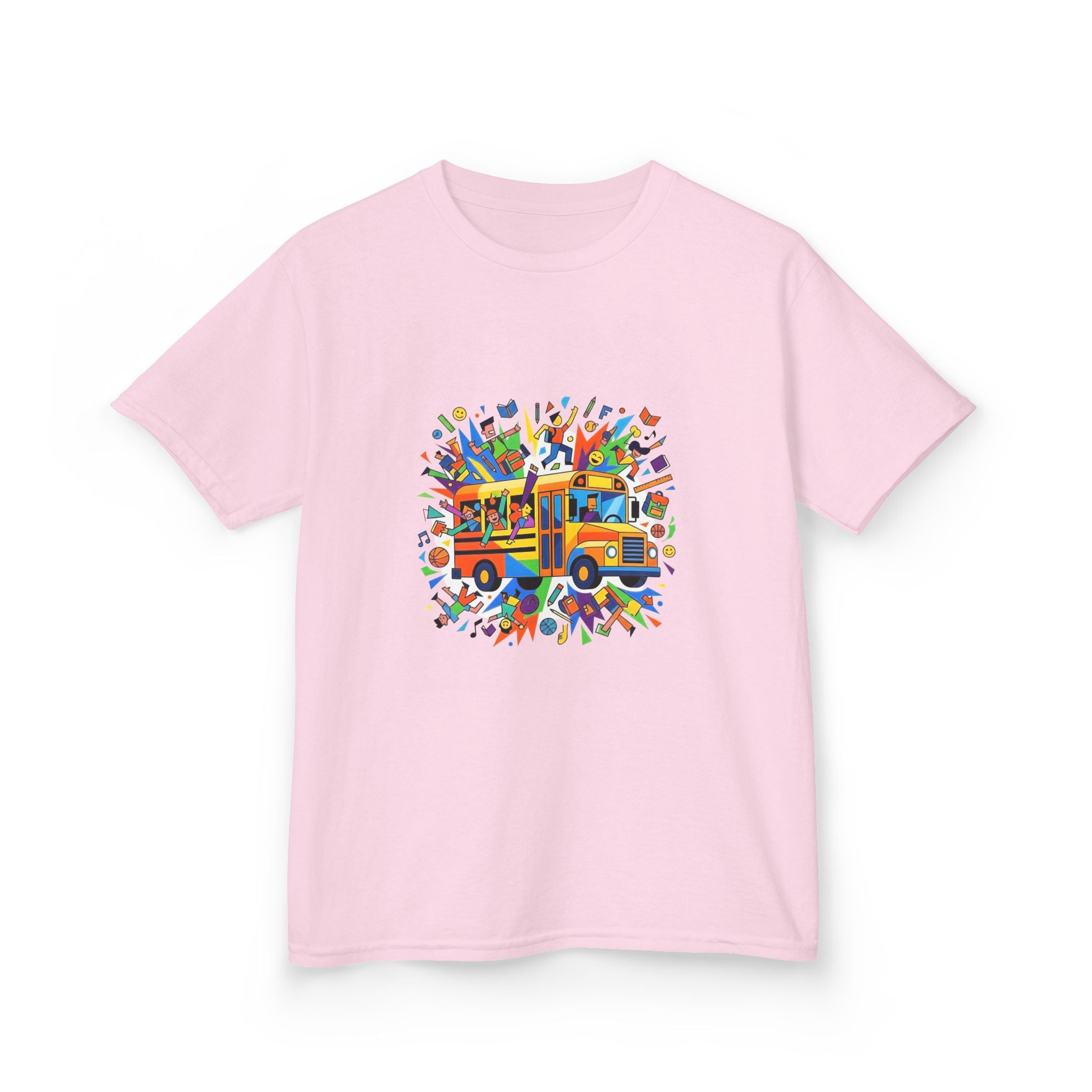 Kids Back to School Tee - Colorful School Bus & Student Shirt