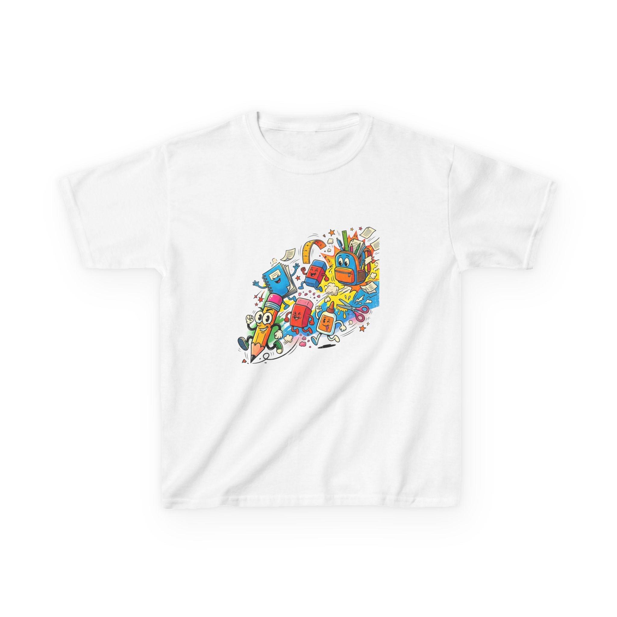 Kids Back to School 2026 Tee - Cartoon School Supplies