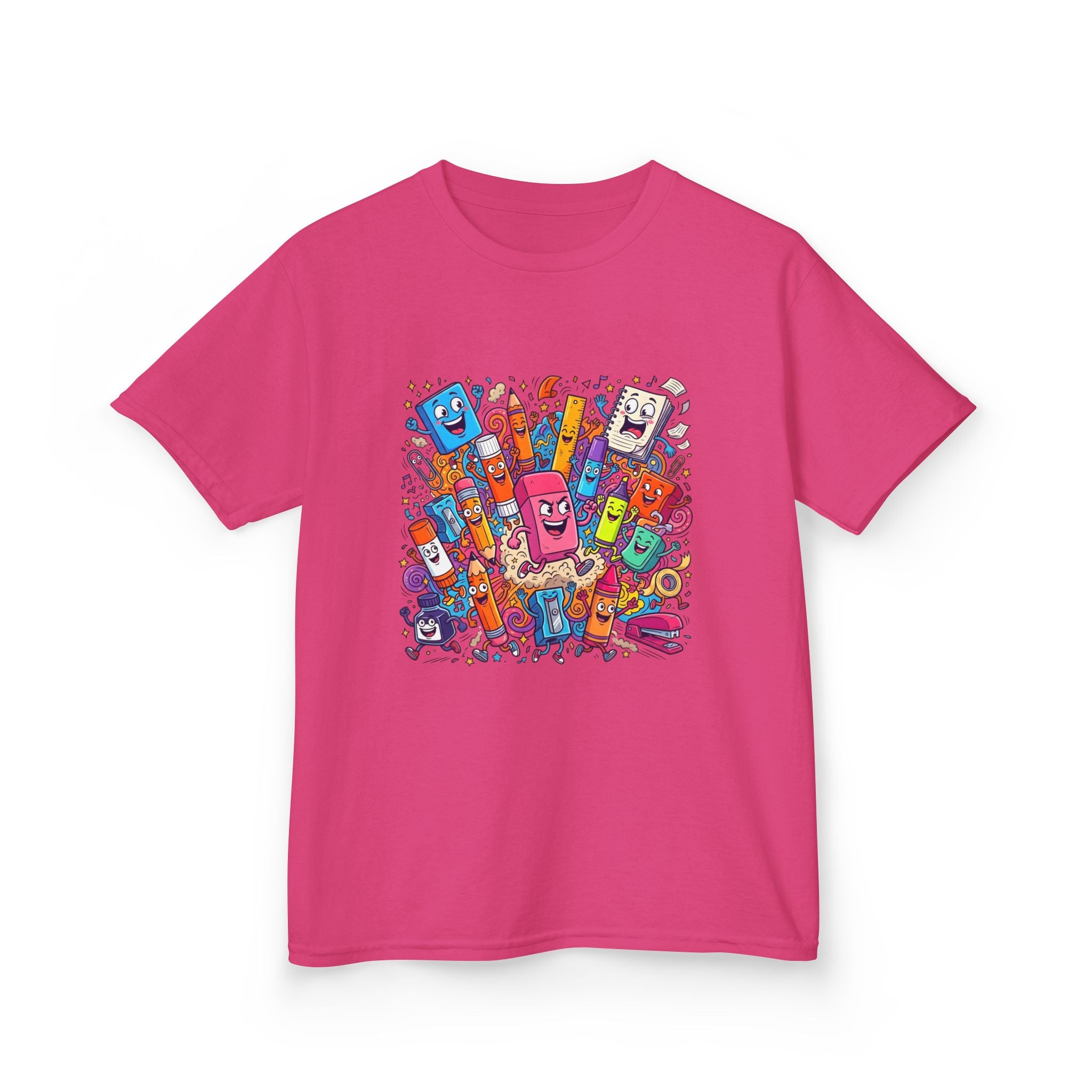 Kids T-Shirt - Cartoon School Supplies Doodle | Back to School