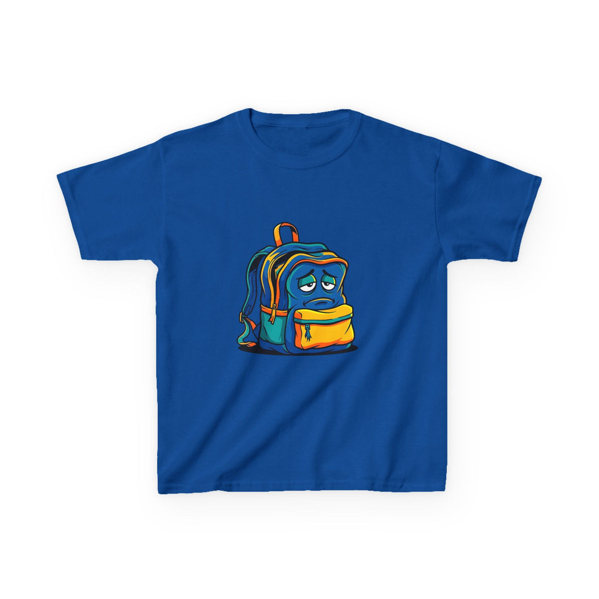 Kids Heavy Cotton Tee - Sad Backpack Cartoon | Back to School 2026