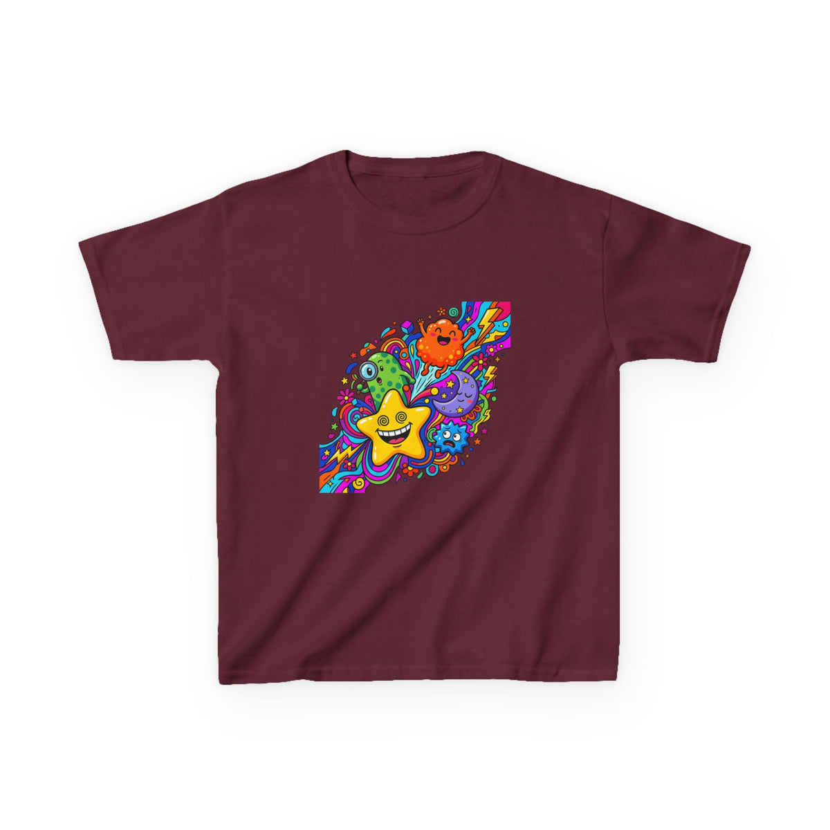 Kids Psychedelic Monster Tee - Vibrant Cartoon Doodle Shirt