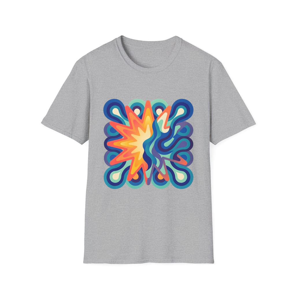 Abstract T-Shirt - Psychedelic Starburst Graphic Tee | Dynamic Blue