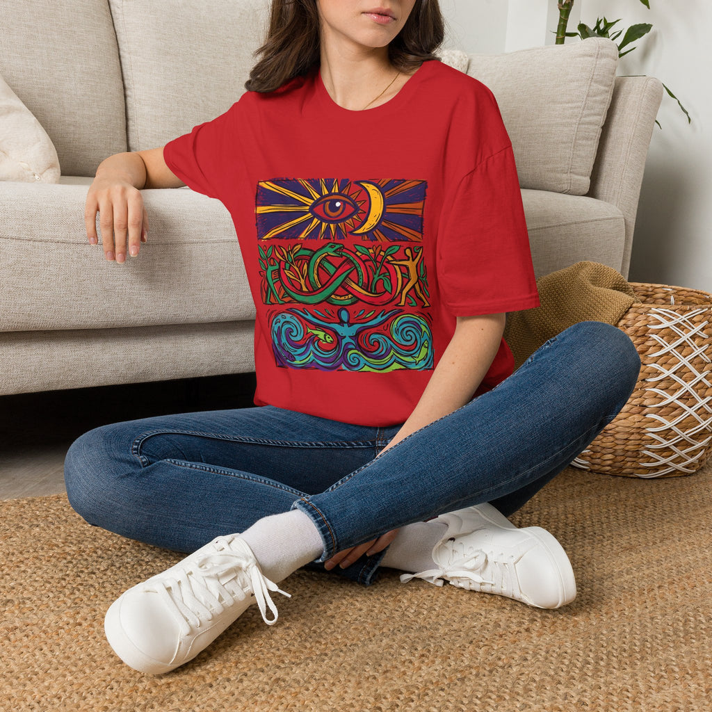 Unisex T-Shirt - Cosmic Folk Art Eye & Snake | Spiritual Nature