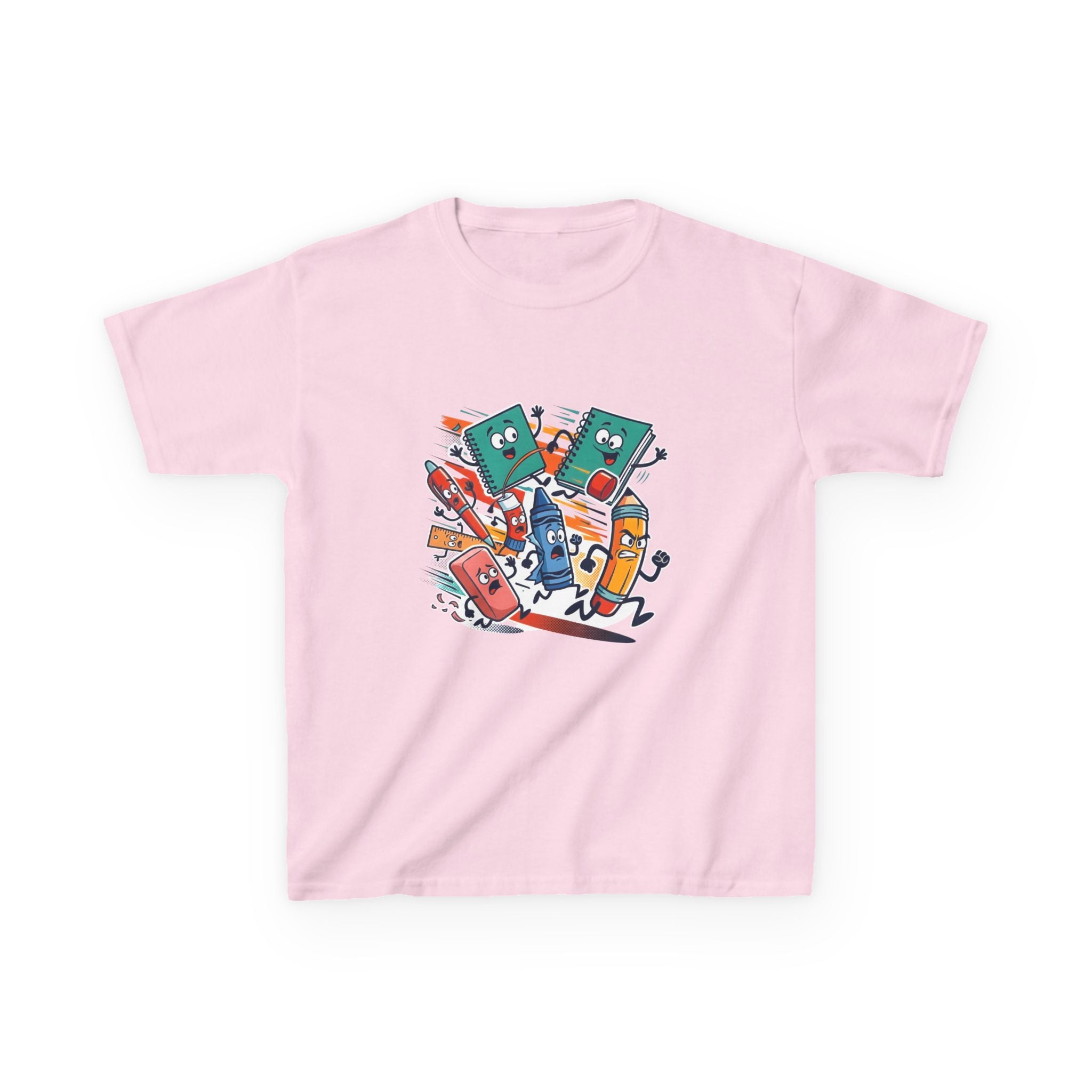 Kids Back to School Tee - Playful School Supplies Cartoon
