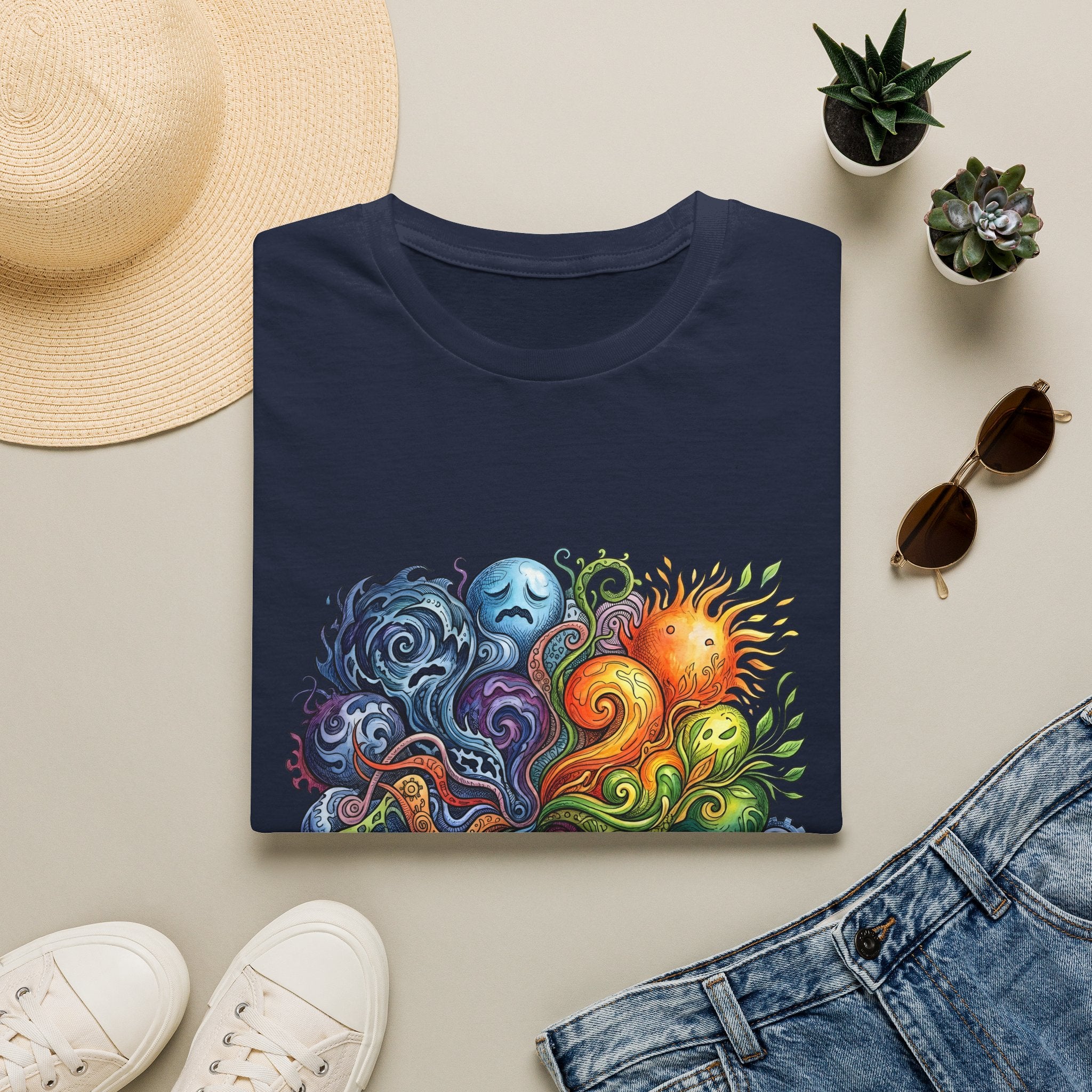 Abstract T-Shirt - Whimsical Watercolor Mandala | Surreal Figures