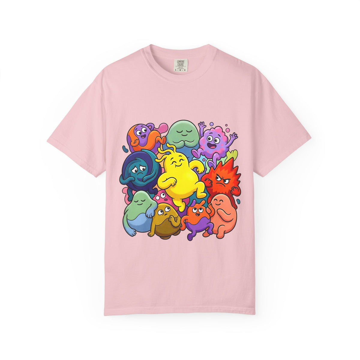 Unisex Garment-Dyed T-Shirt - Diverse Emotional Cartoon Creatures