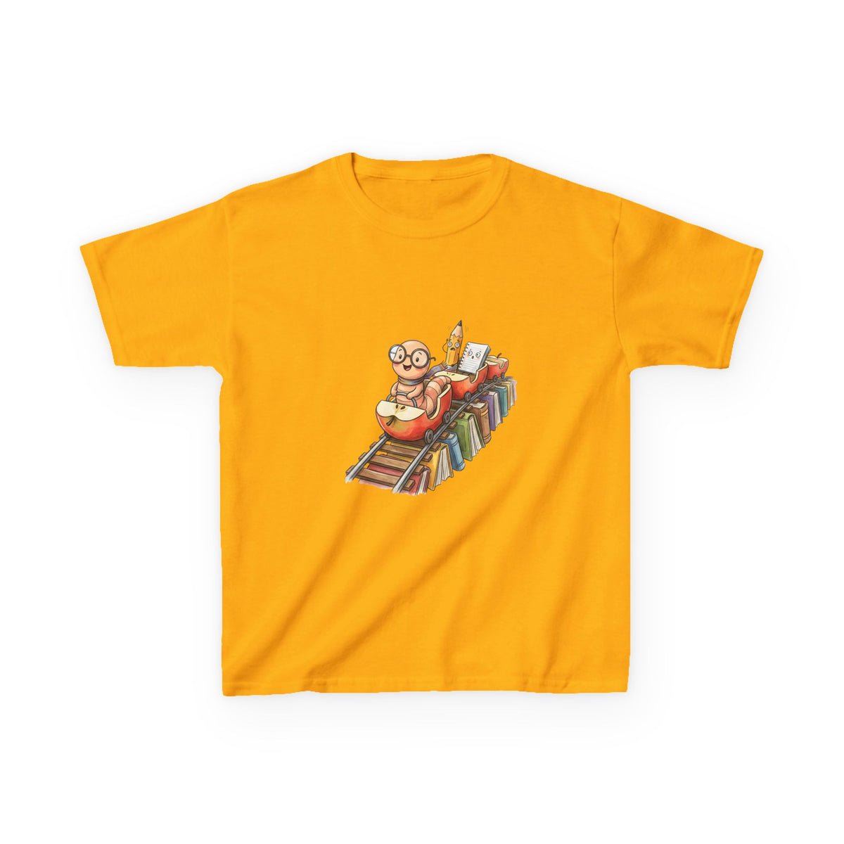 Kids Learning Train Tee - Whimsical Bookworm Education Shirt