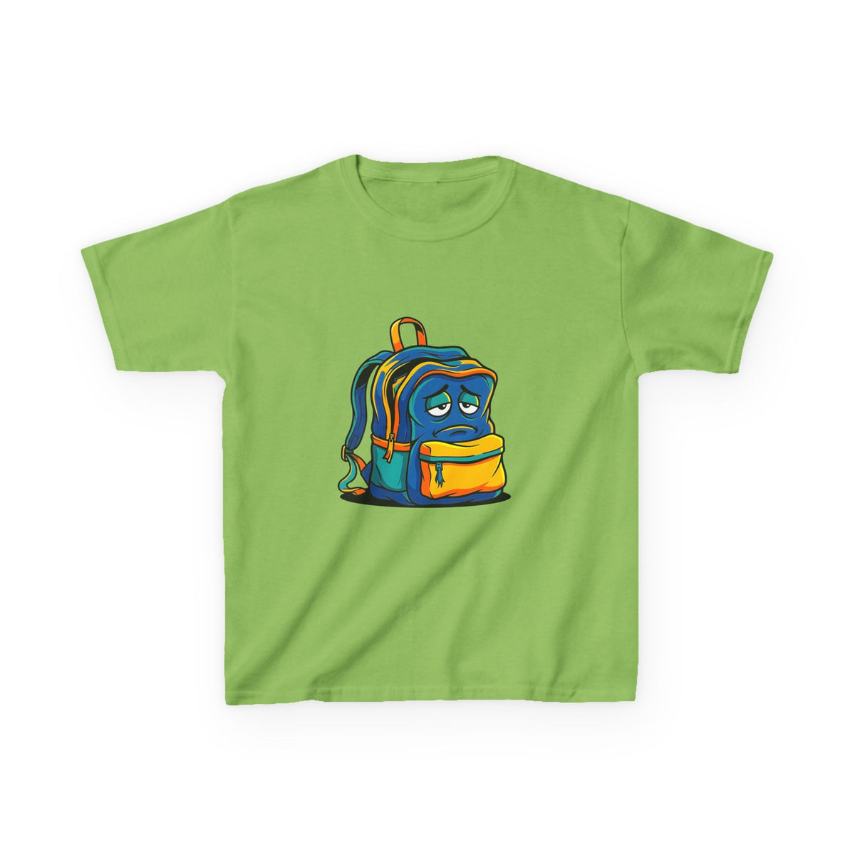 Kids Heavy Cotton Tee - Sad Backpack Cartoon | Back to School 2026